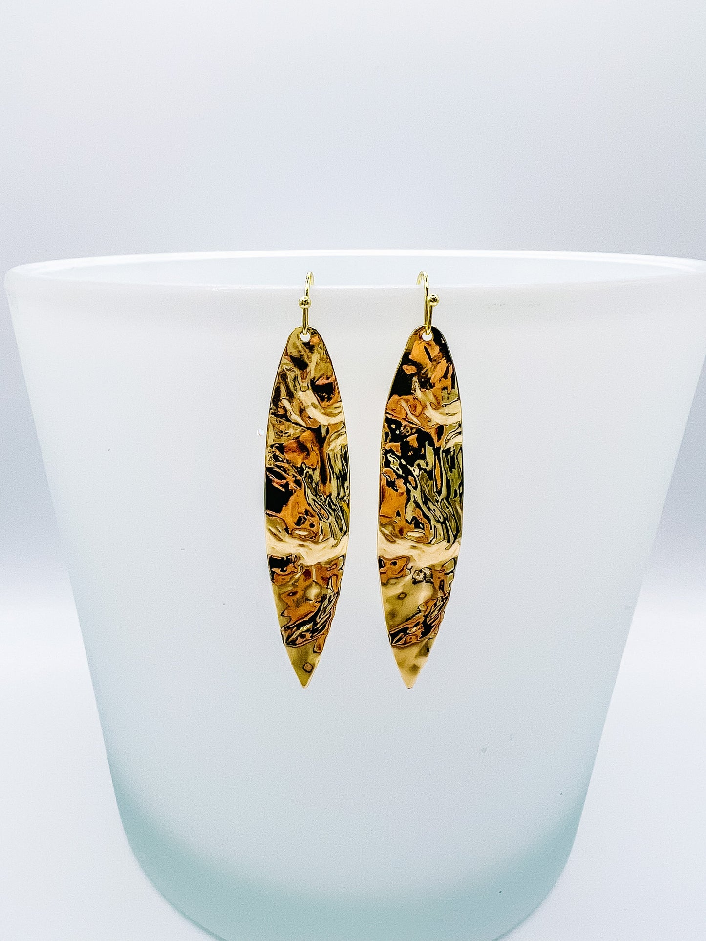 Hammered gold leaf earrings