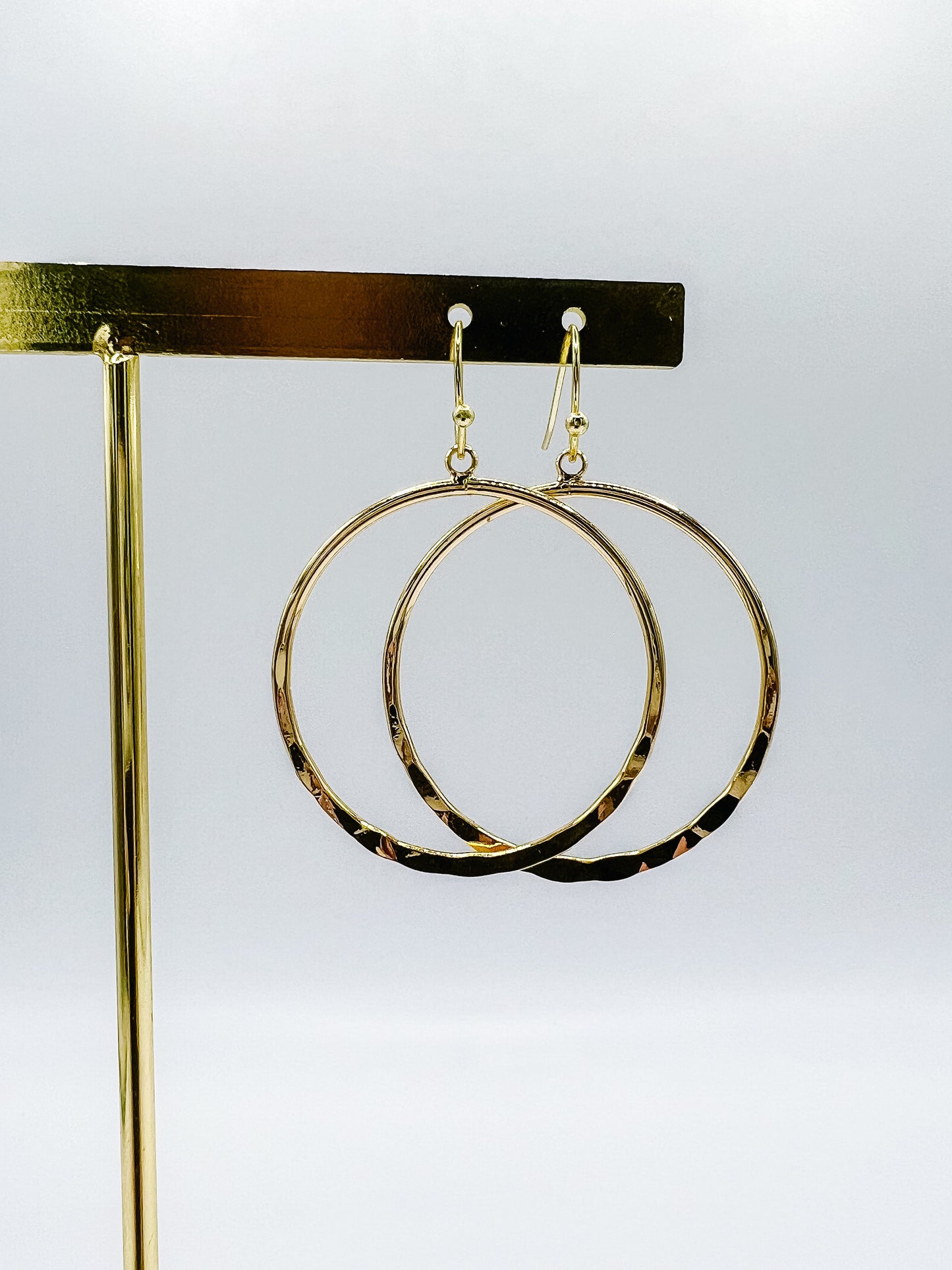 Gold Hammered Hoop Earrings