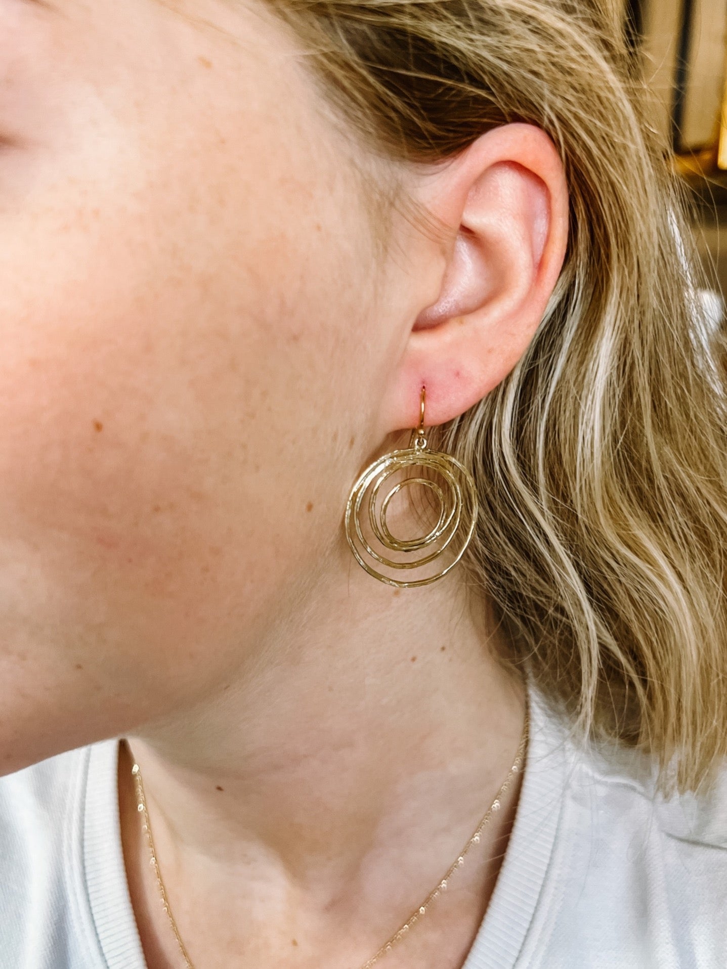 Gold Textured Swirl Hoops