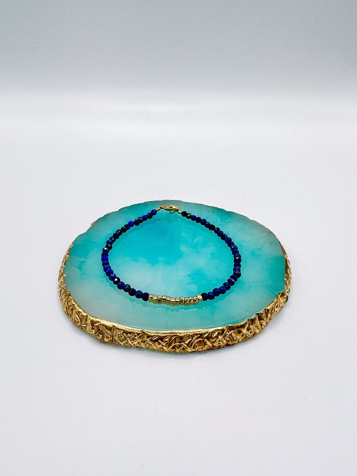 Lapis and Gold Beaded Bracelet