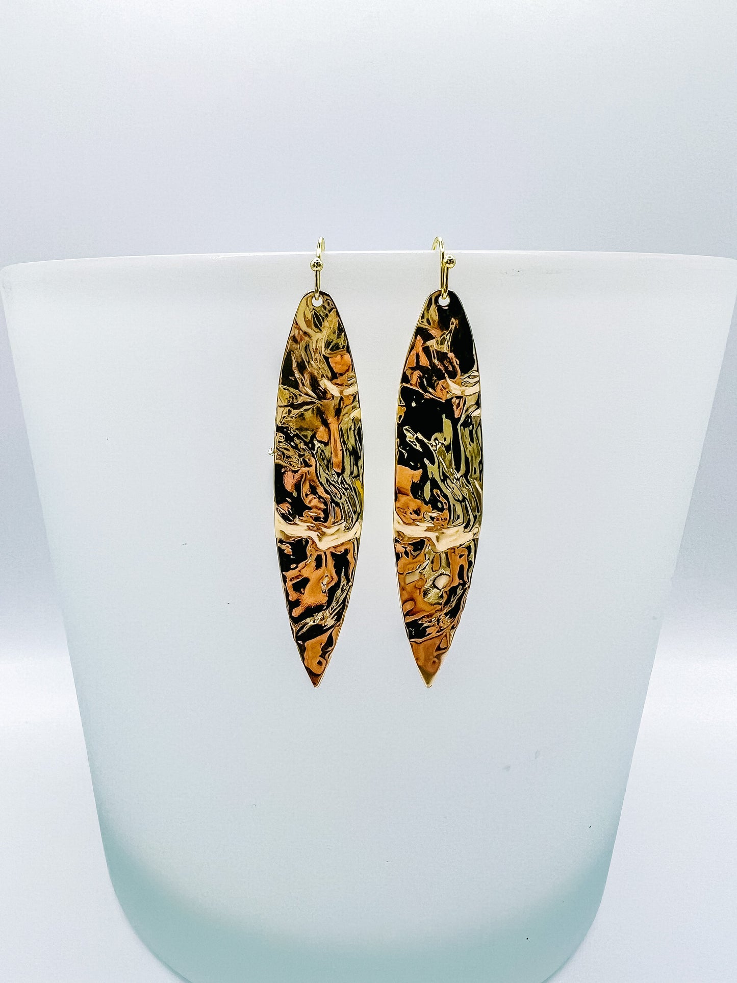 Hammered gold leaf earrings