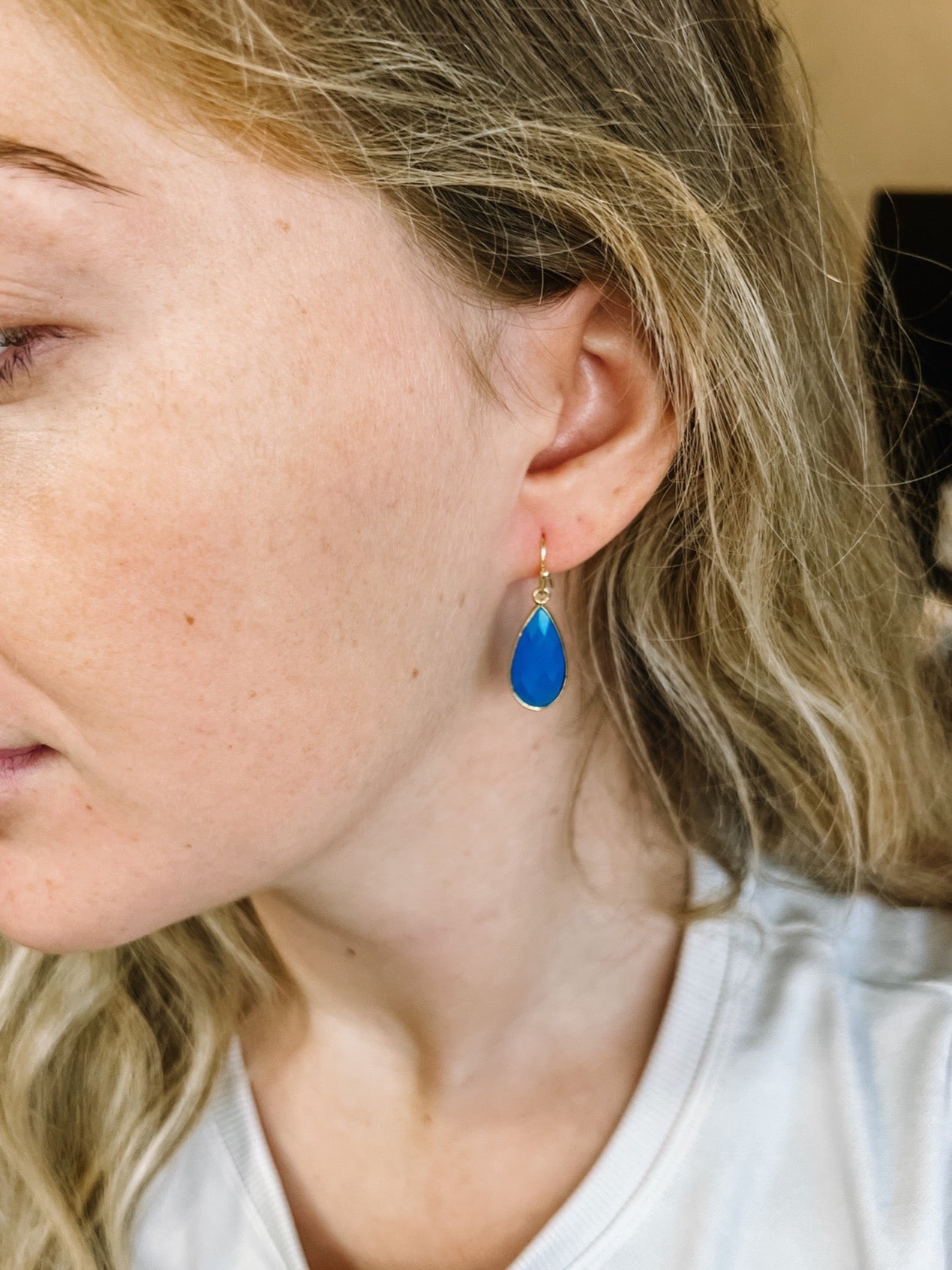 Blue Chalcedony Dangle Earrings