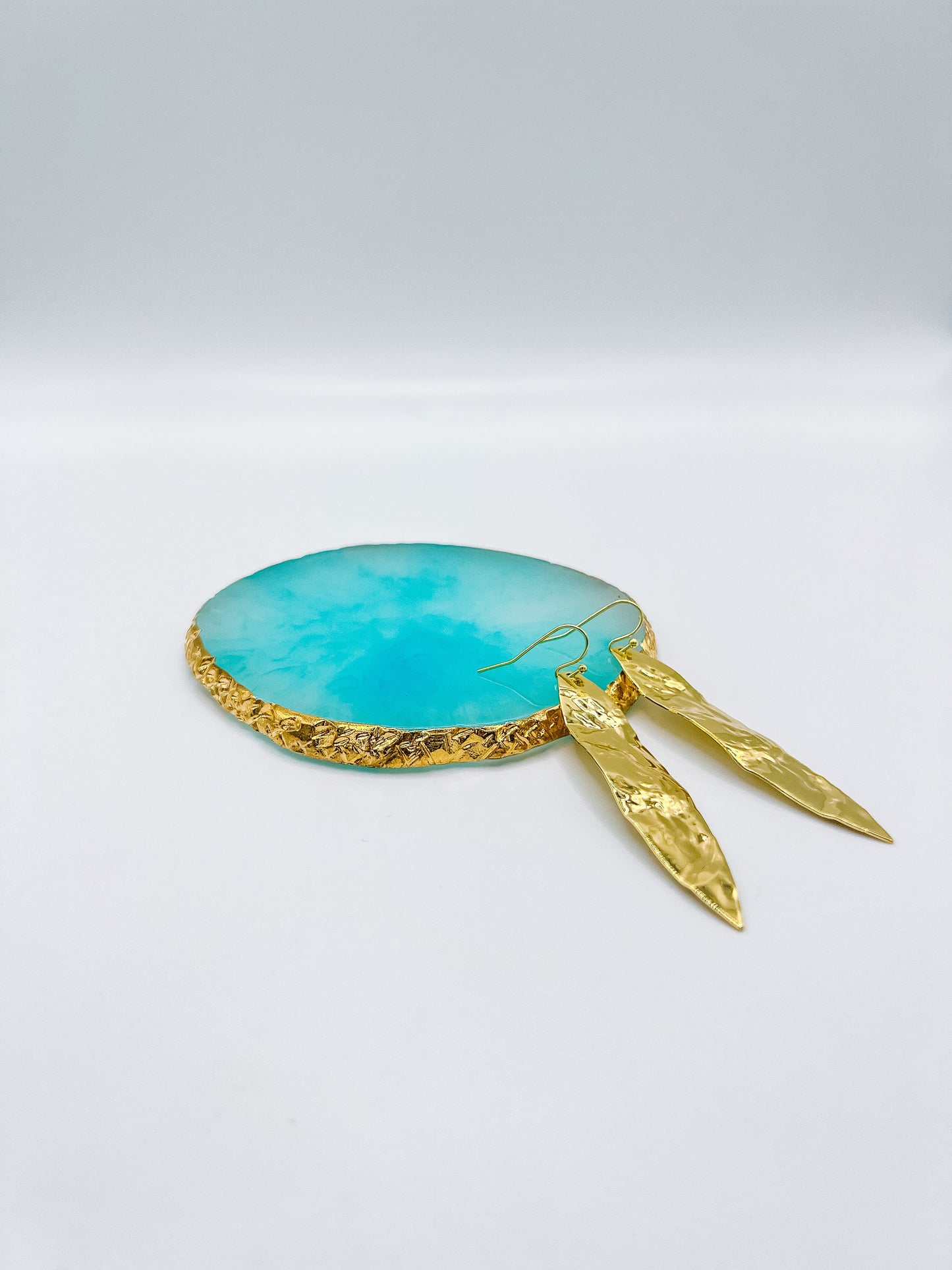 Hammered gold leaf earrings