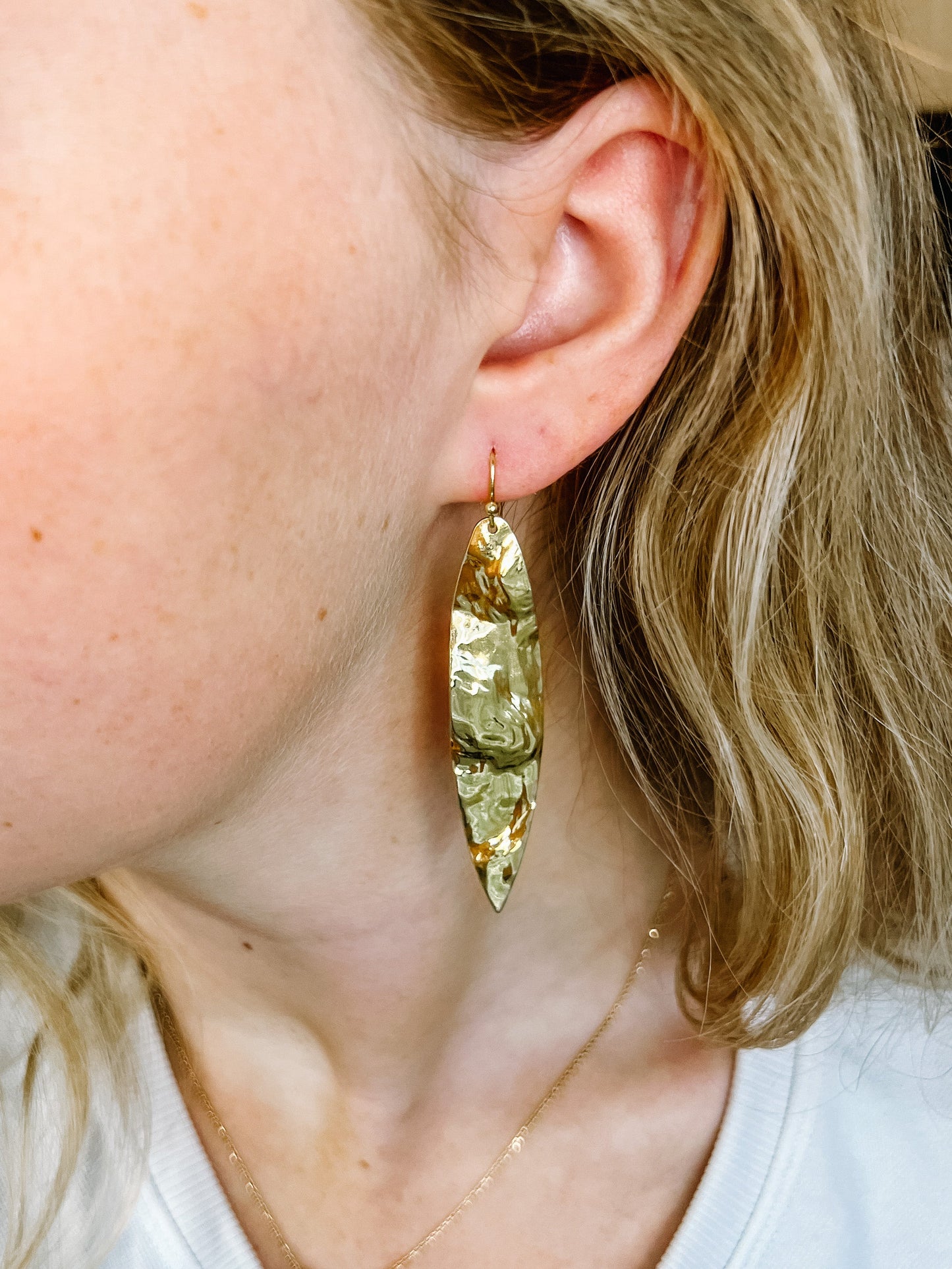 Hammered gold leaf earrings