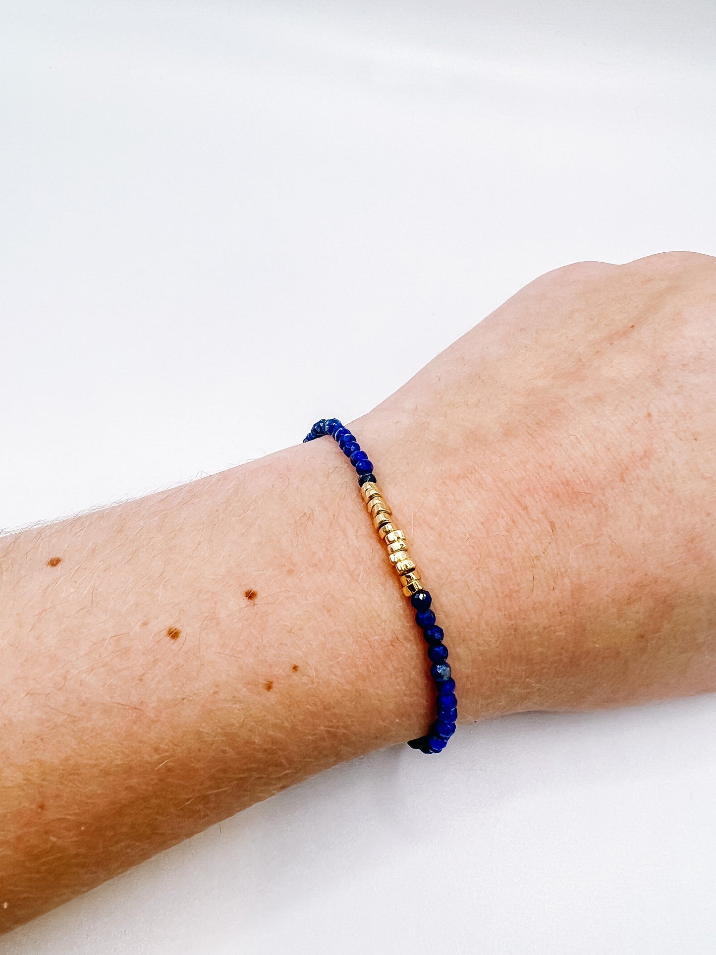 Lapis and Gold Beaded Bracelet