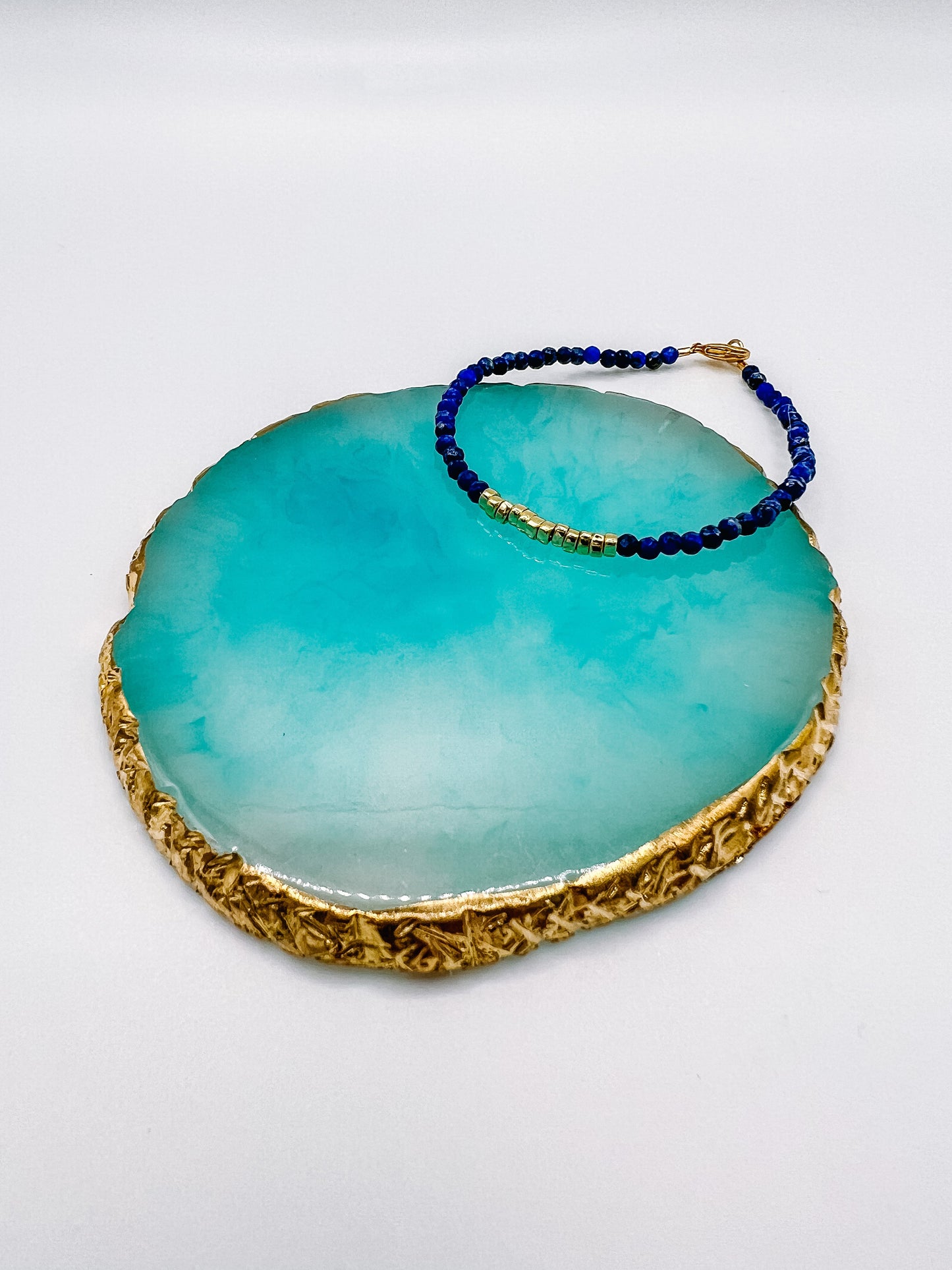 Lapis and Gold Beaded Bracelet