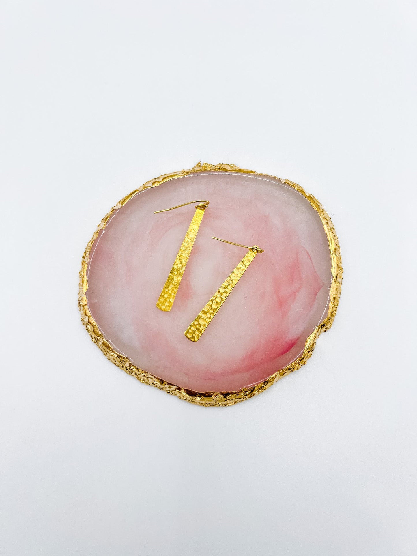 Gold Hammered Bar Earrings