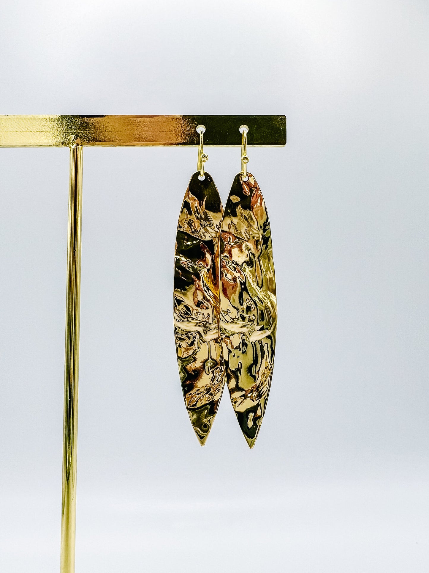 Hammered gold leaf earrings