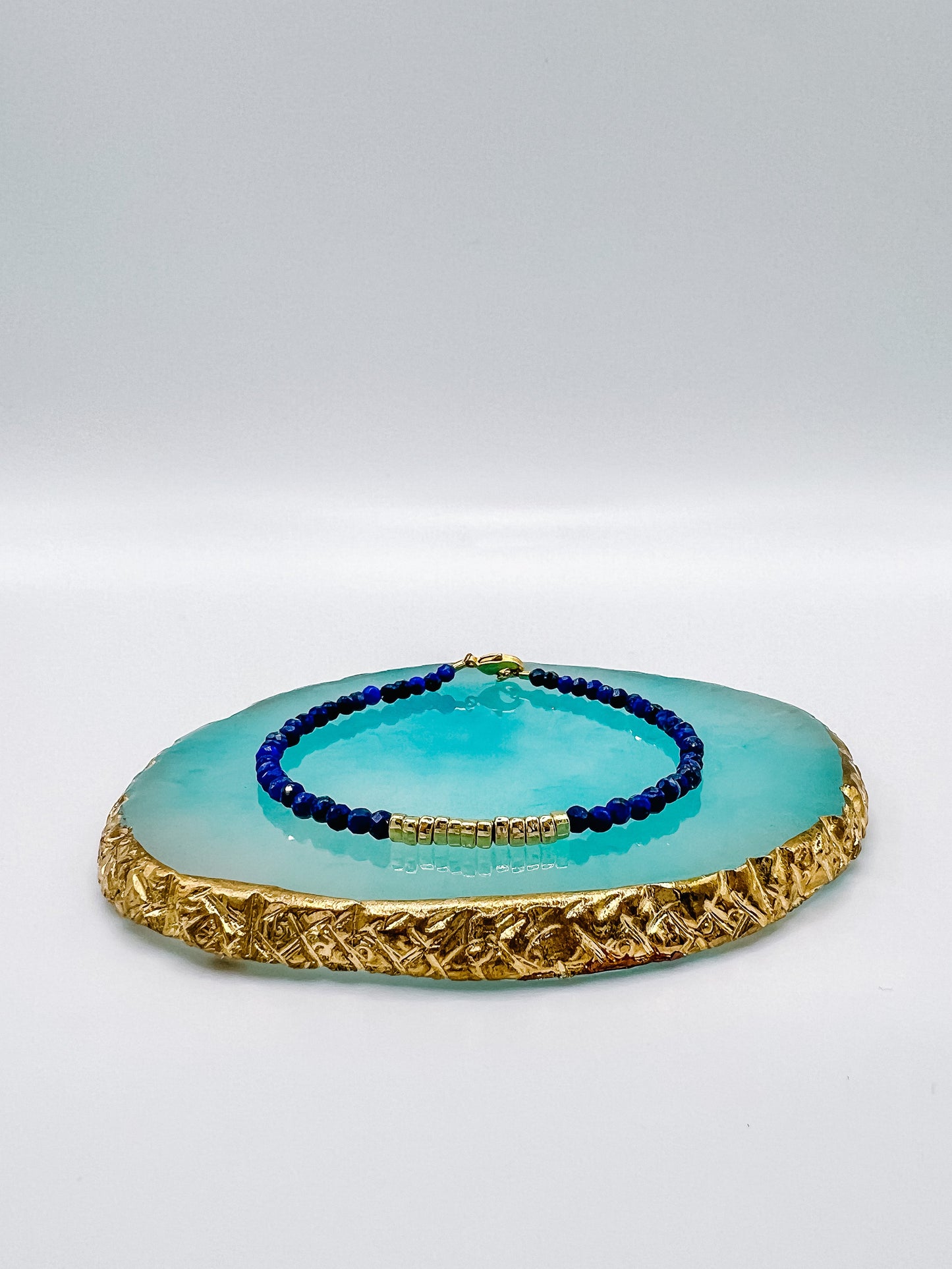 Lapis and Gold Beaded Bracelet