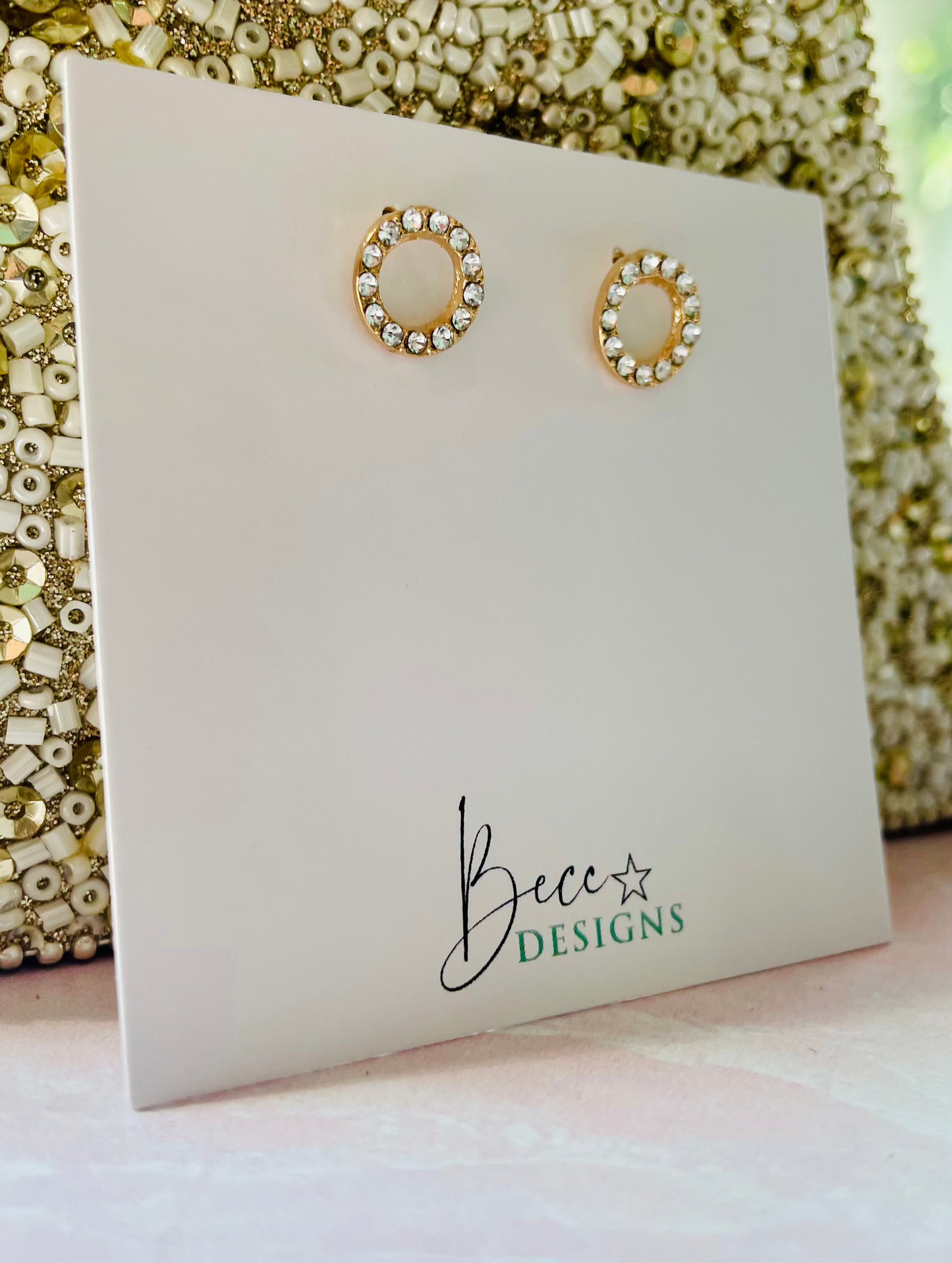 Delicate Circle Stud Crystal Earrings