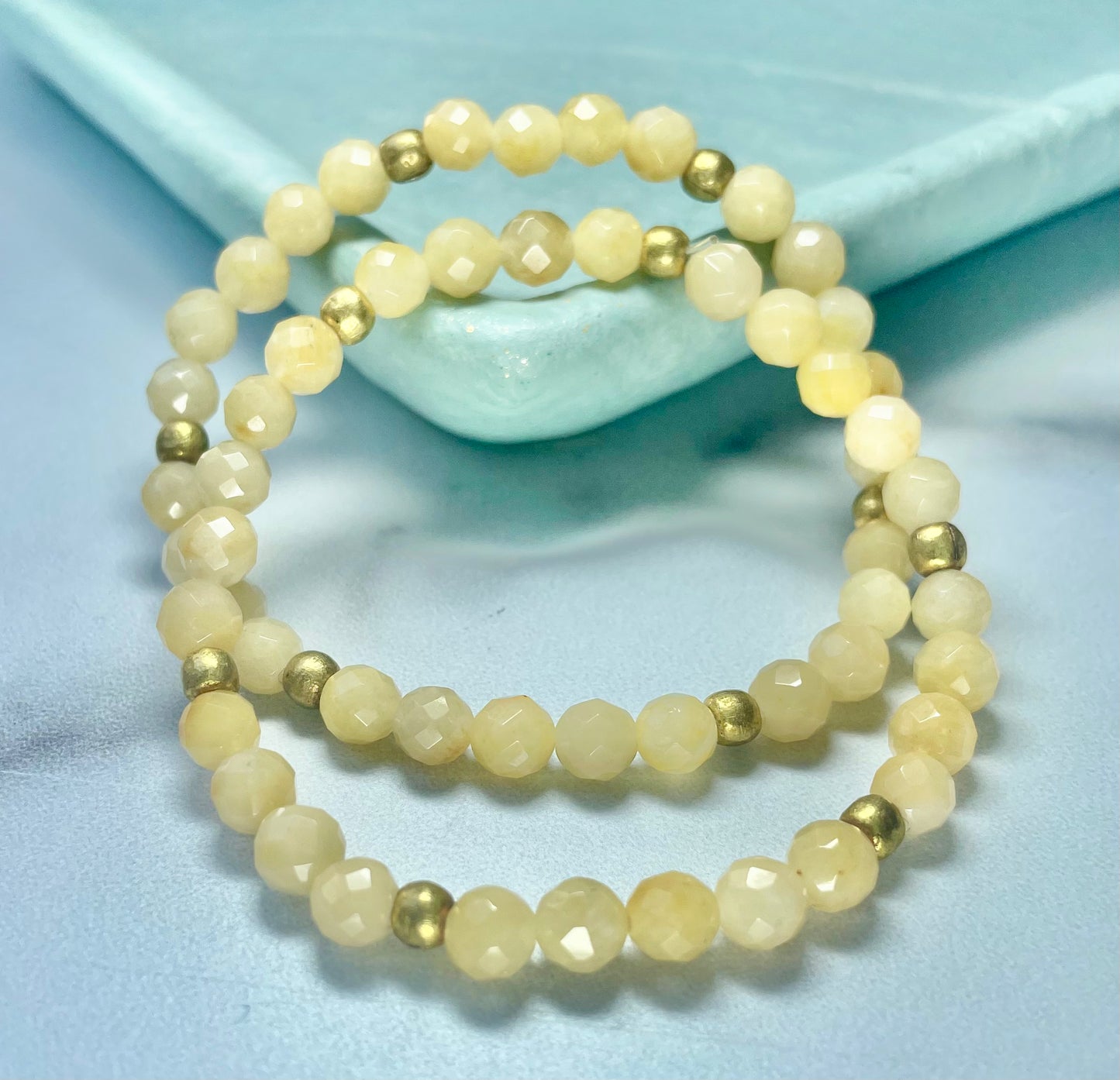 Citrine and Brass Beaded Bracelet