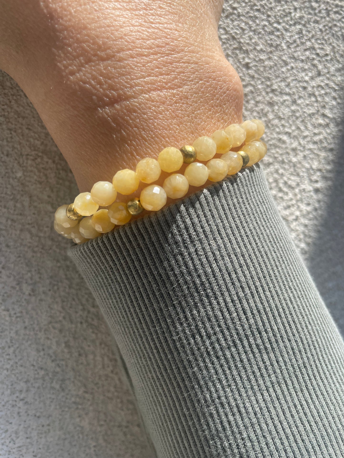 Citrine and Brass Beaded Bracelet