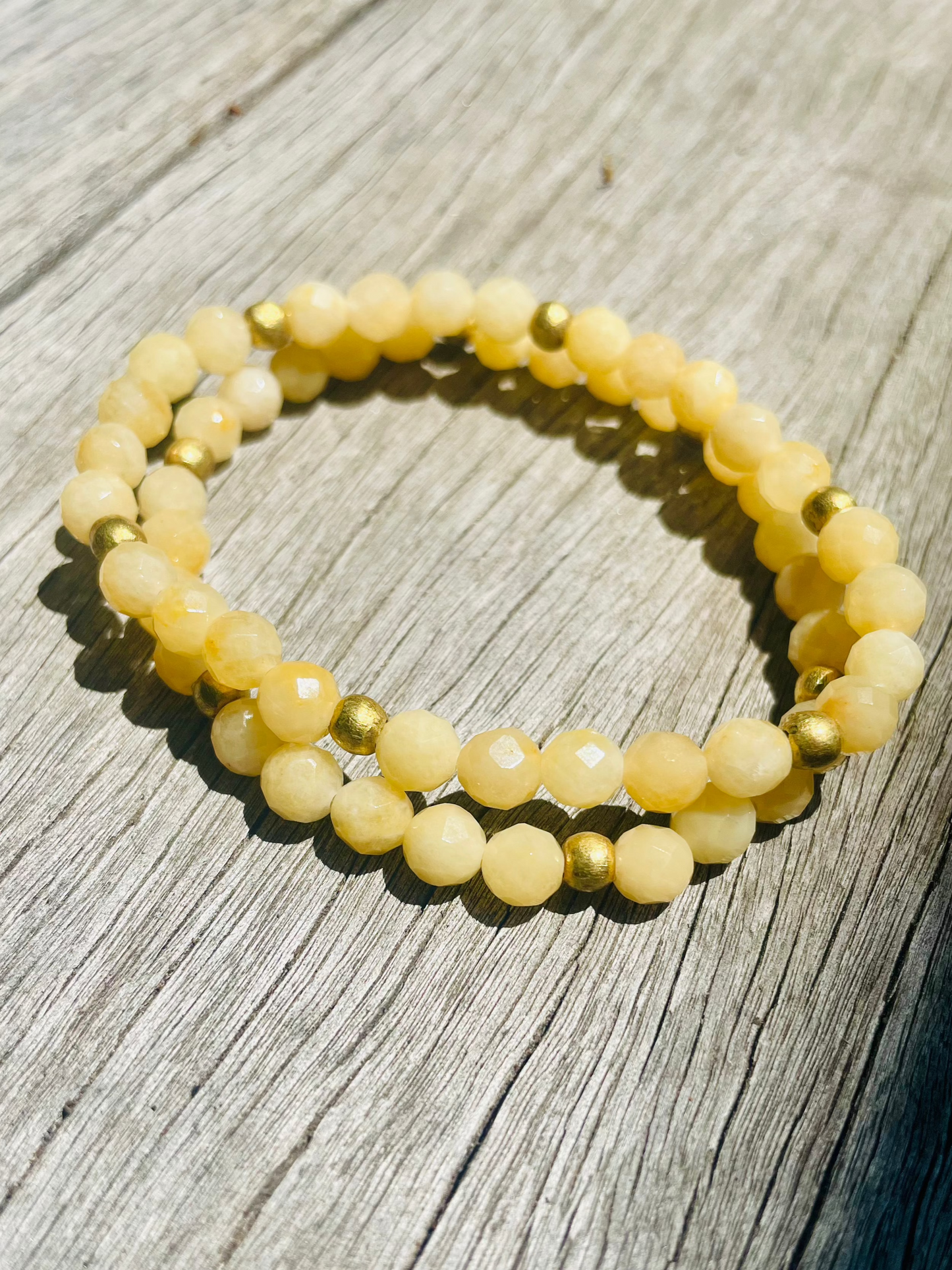 Citrine and Brass Beaded Bracelet