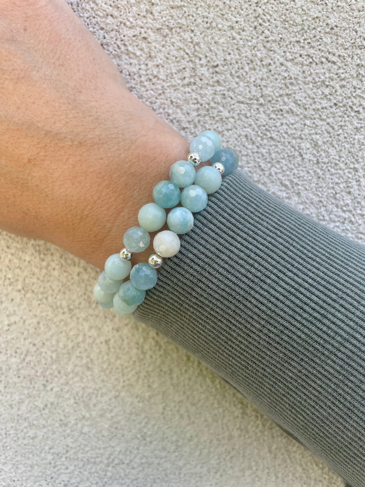 Amazonite and Aquamarine Beaded Bracelet