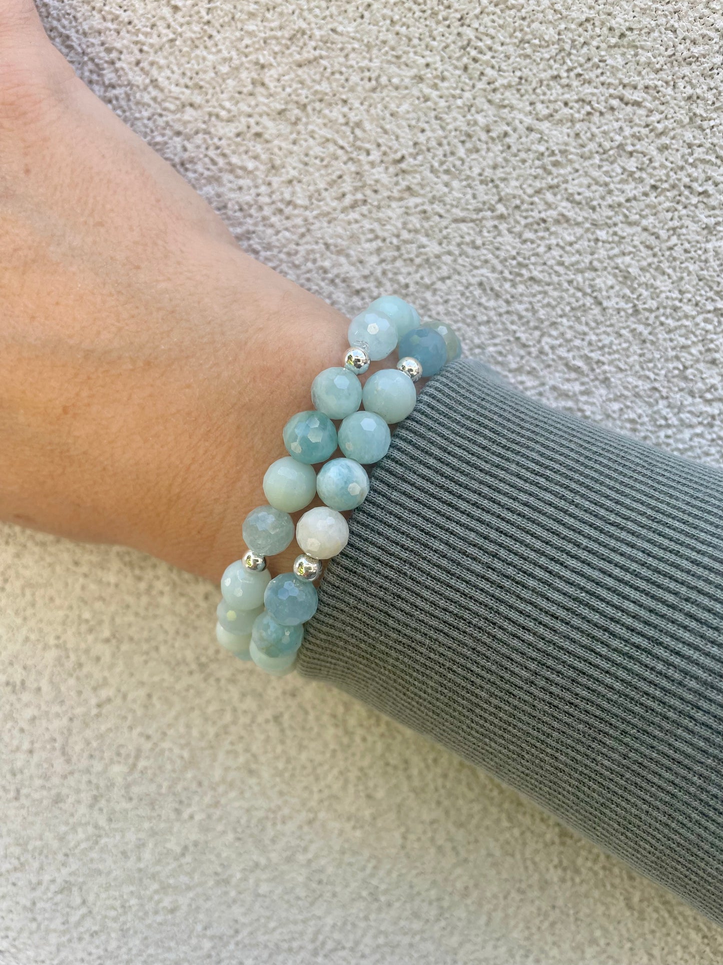 Amazonite and Aquamarine Beaded Bracelet