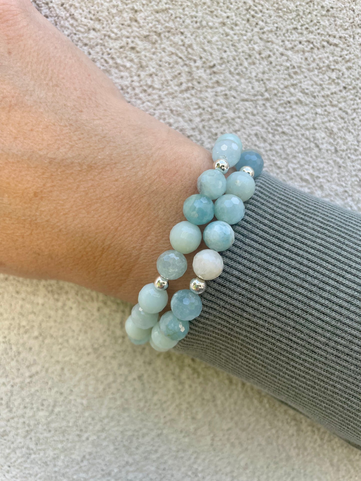 Amazonite and Aquamarine Beaded Bracelet