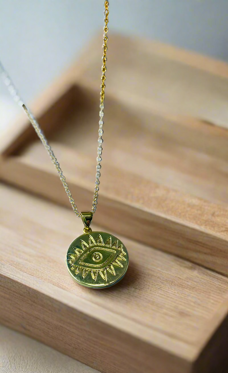 Sunburst Evil Eye Pendant Necklace