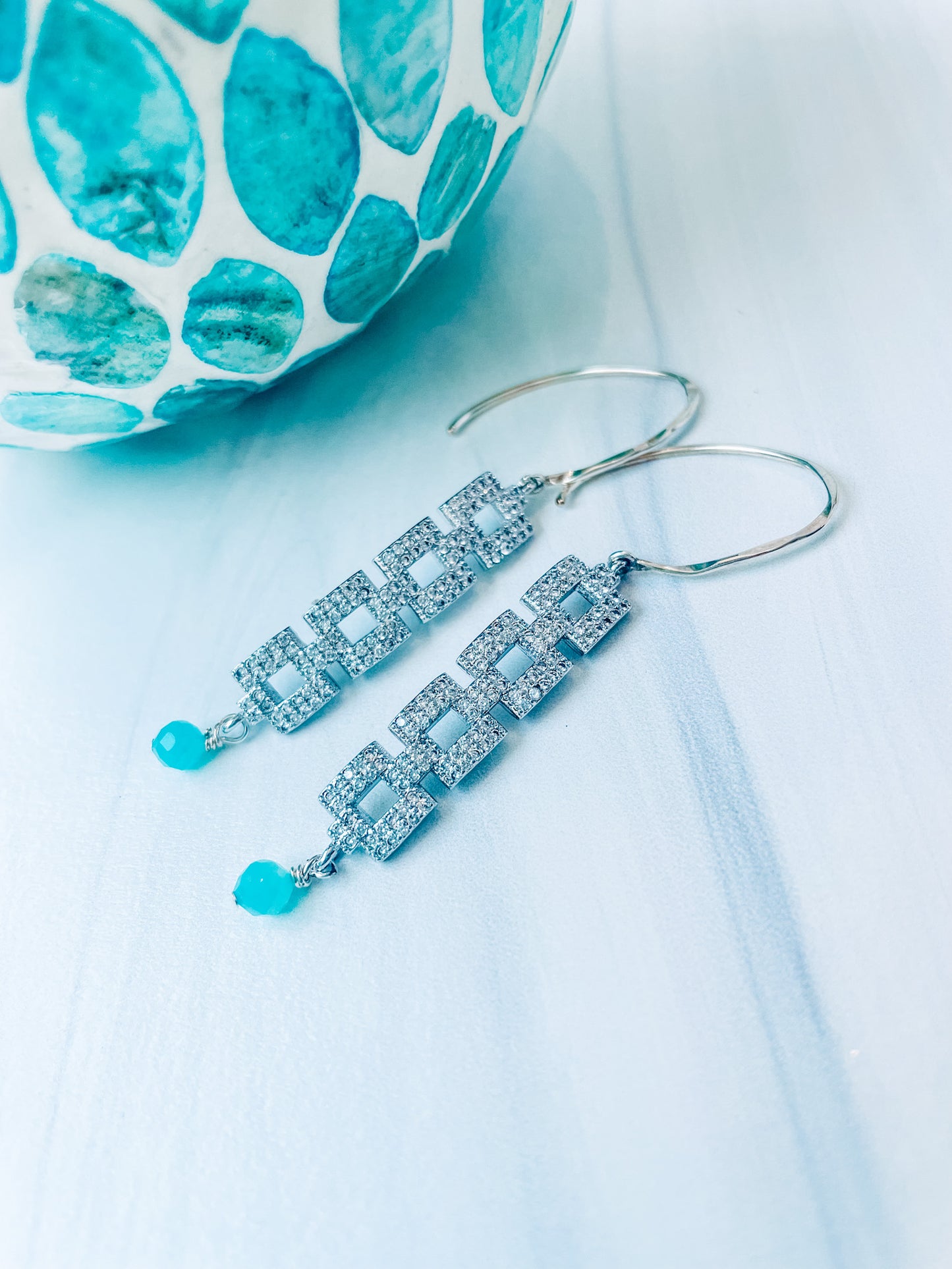 Box Rhinestone Dangle Earrings