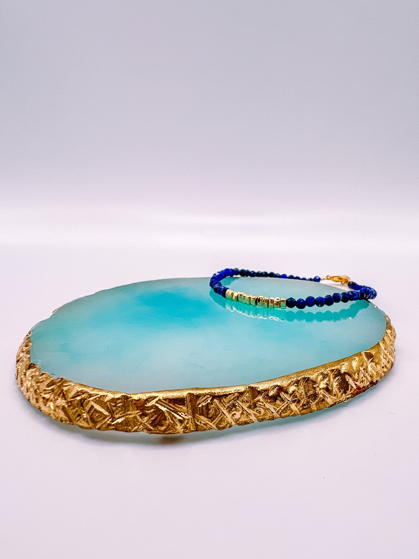 Lapis and Gold Beaded Bracelet