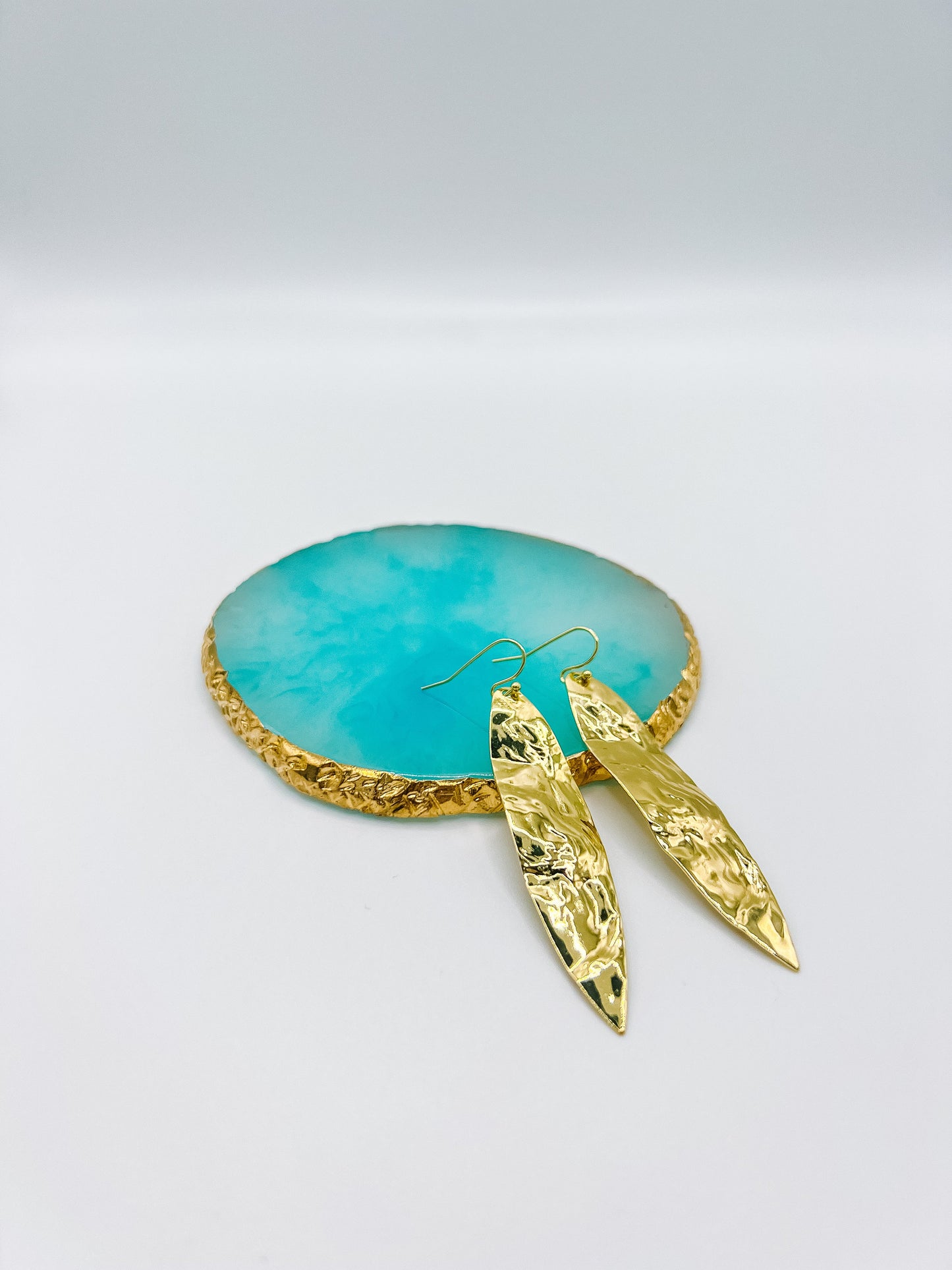 Hammered gold leaf earrings