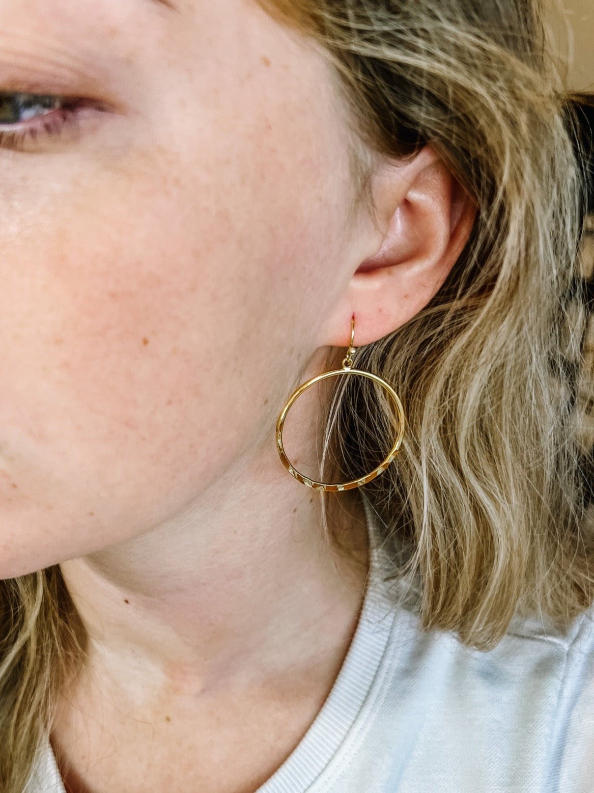 Gold Hammered Hoop Earrings