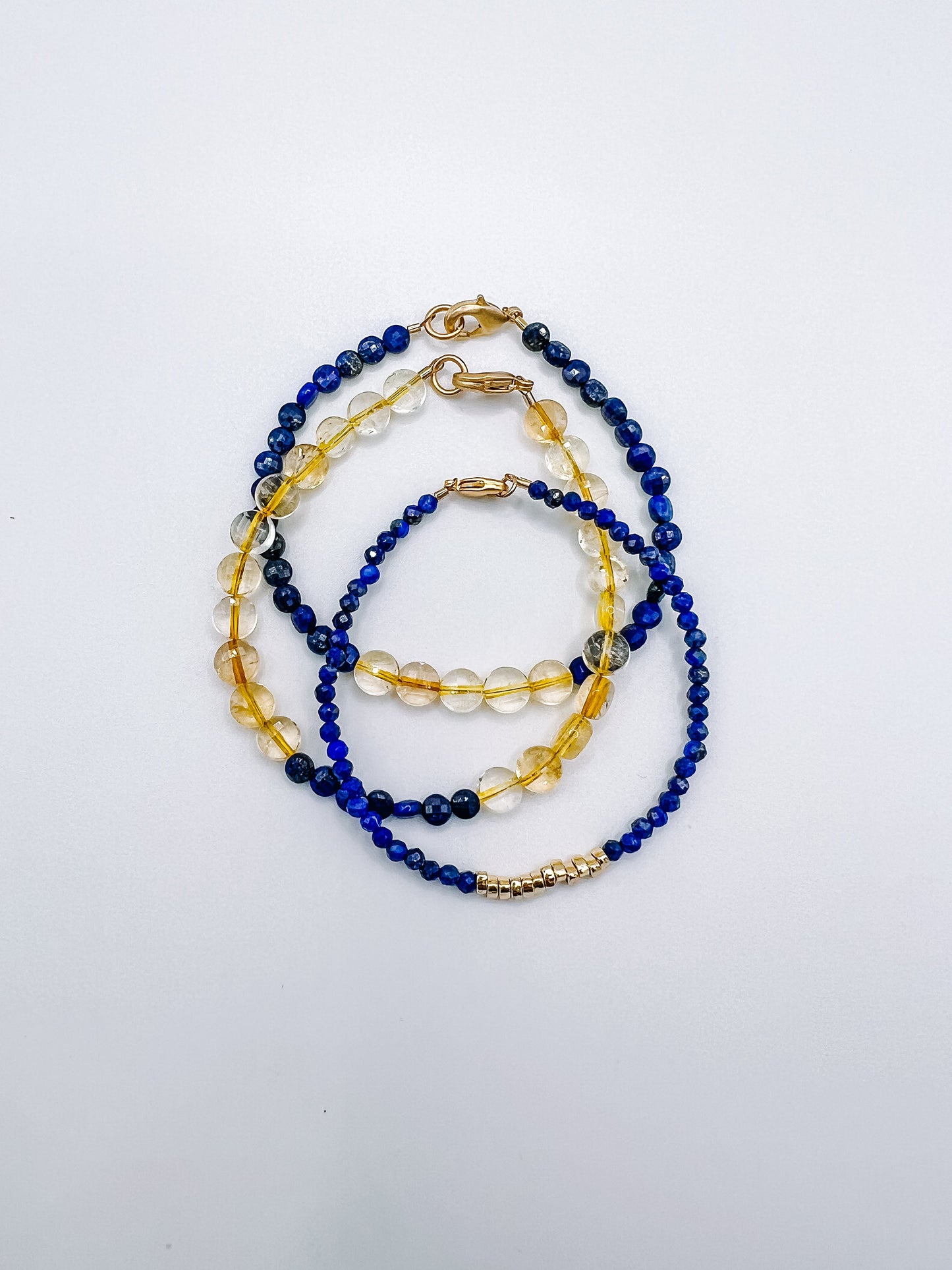 Lapis and Gold Beaded Bracelet