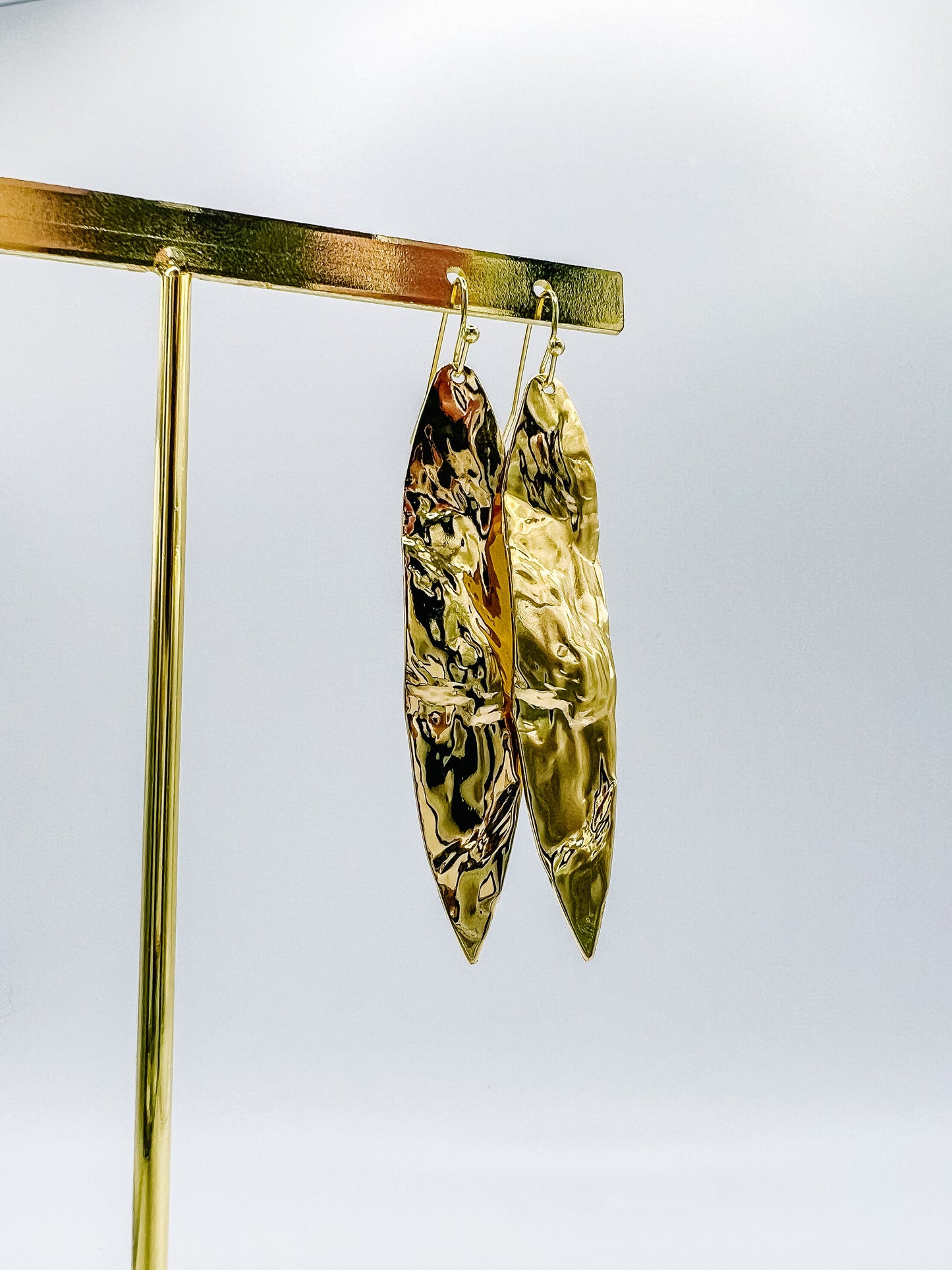 Hammered gold leaf earrings