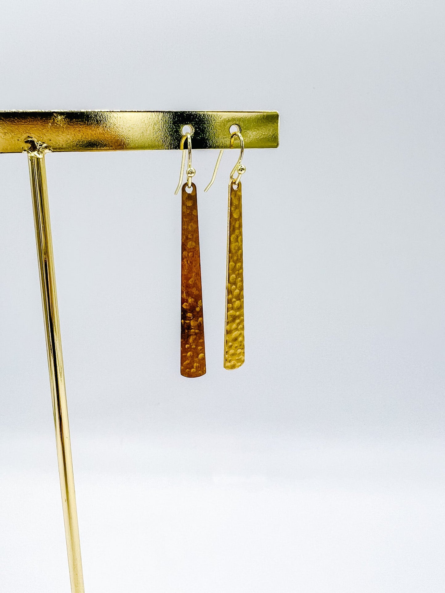 Gold Hammered Bar Earrings