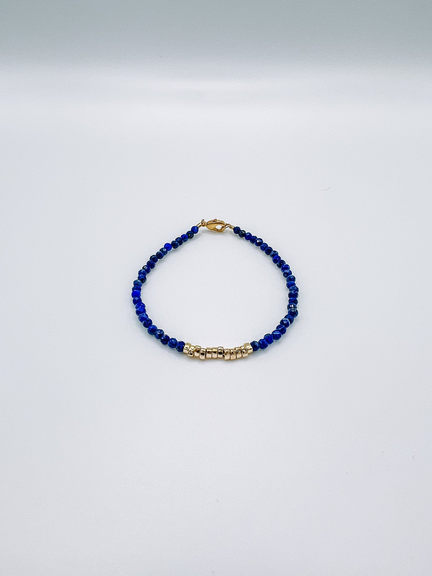 Lapis and Gold Beaded Bracelet