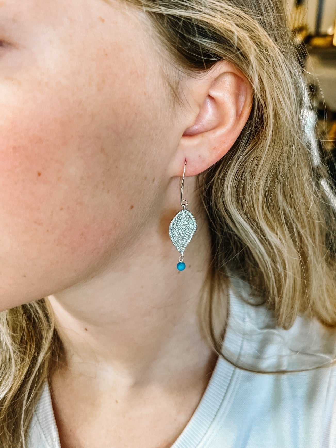 Silver Sparkle, Amazonite Dangle Earrings