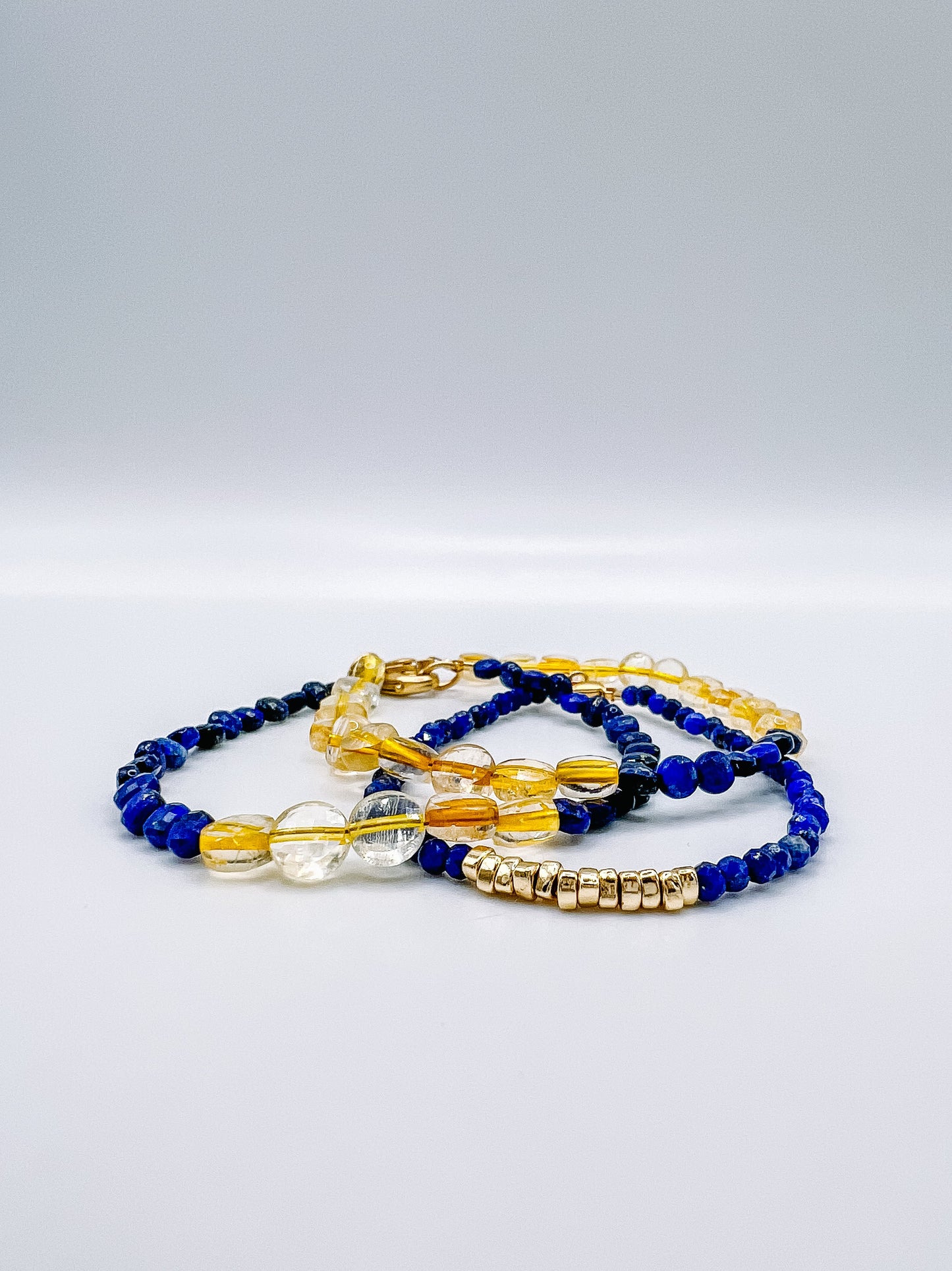 Lapis and Gold Beaded Bracelet