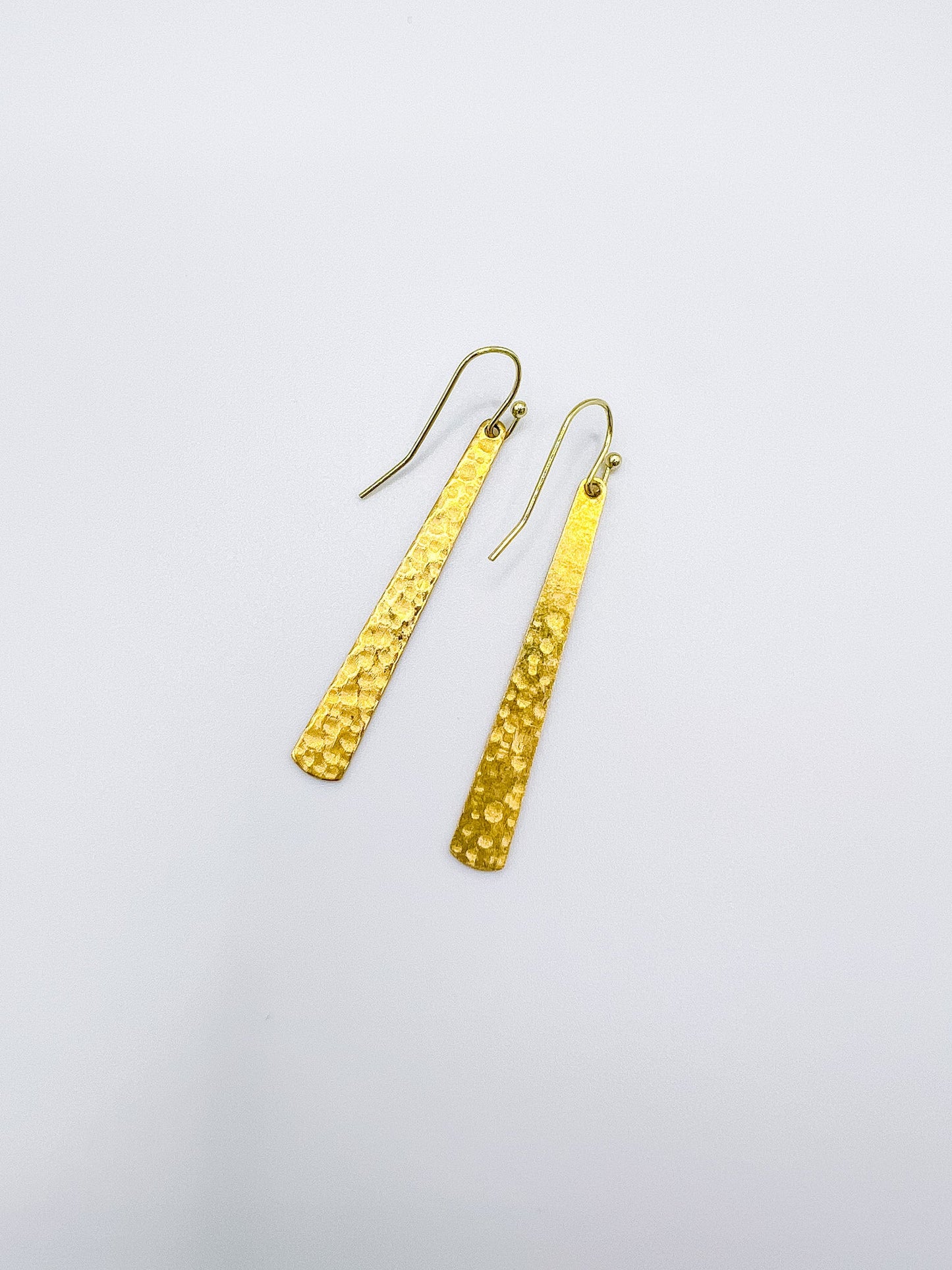 Gold Hammered Bar Earrings
