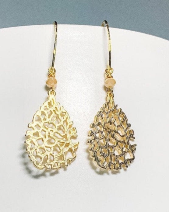 Coral Shaped Gold Dangle Earrings