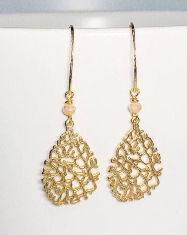 Coral Shaped Gold Dangle Earrings