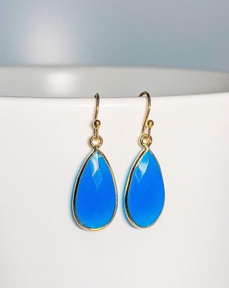 Blue Chalcedony Dangle Earrings