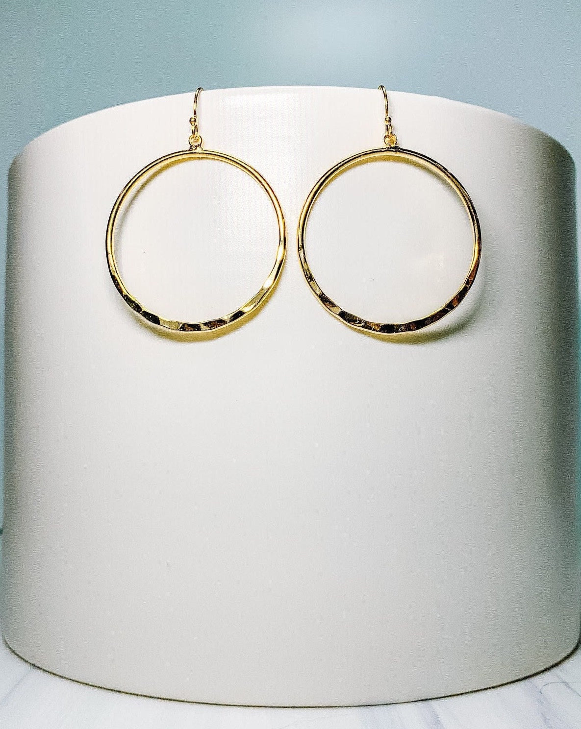 Gold Hammered Hoop Earrings