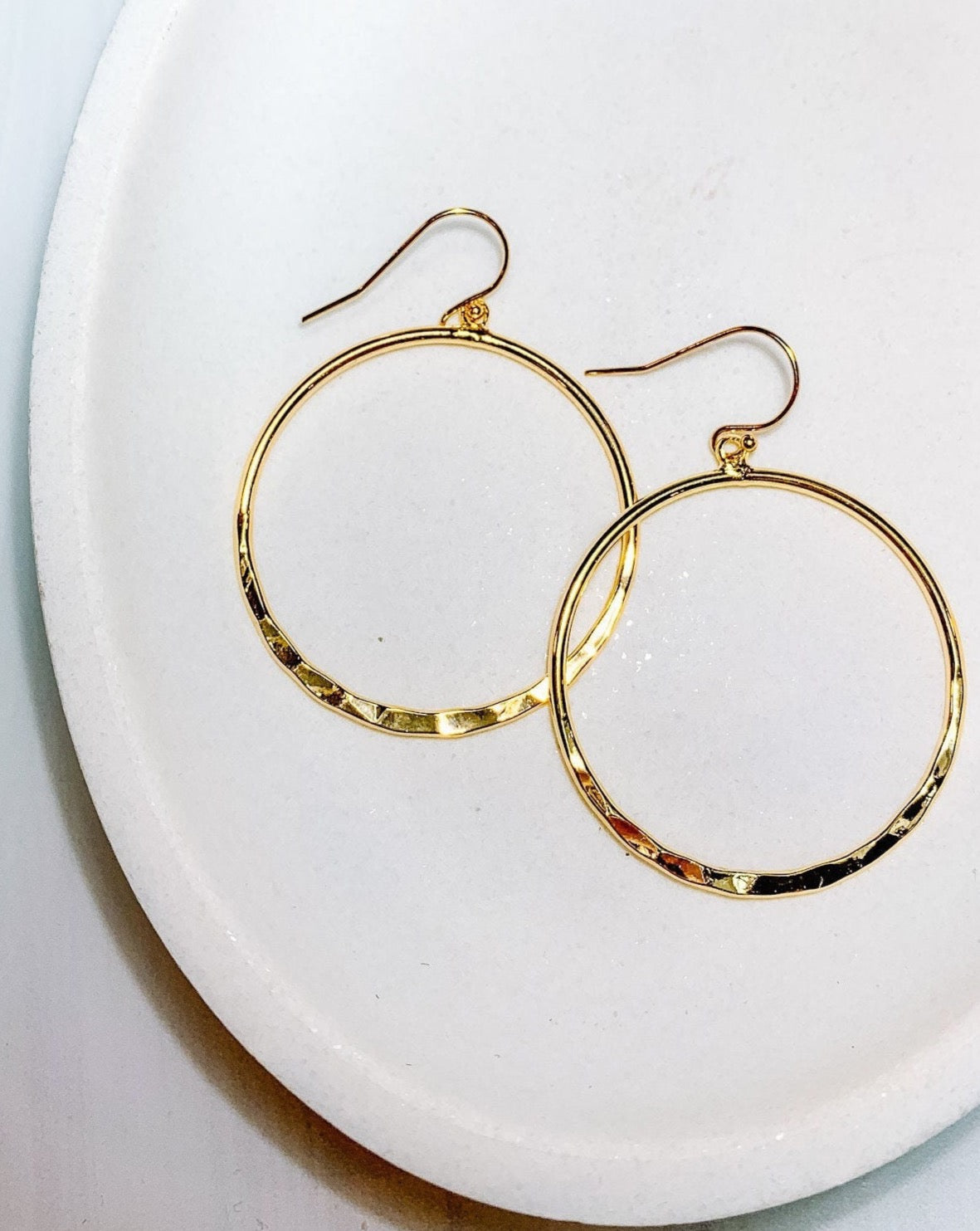 Gold Hammered Hoop Earrings