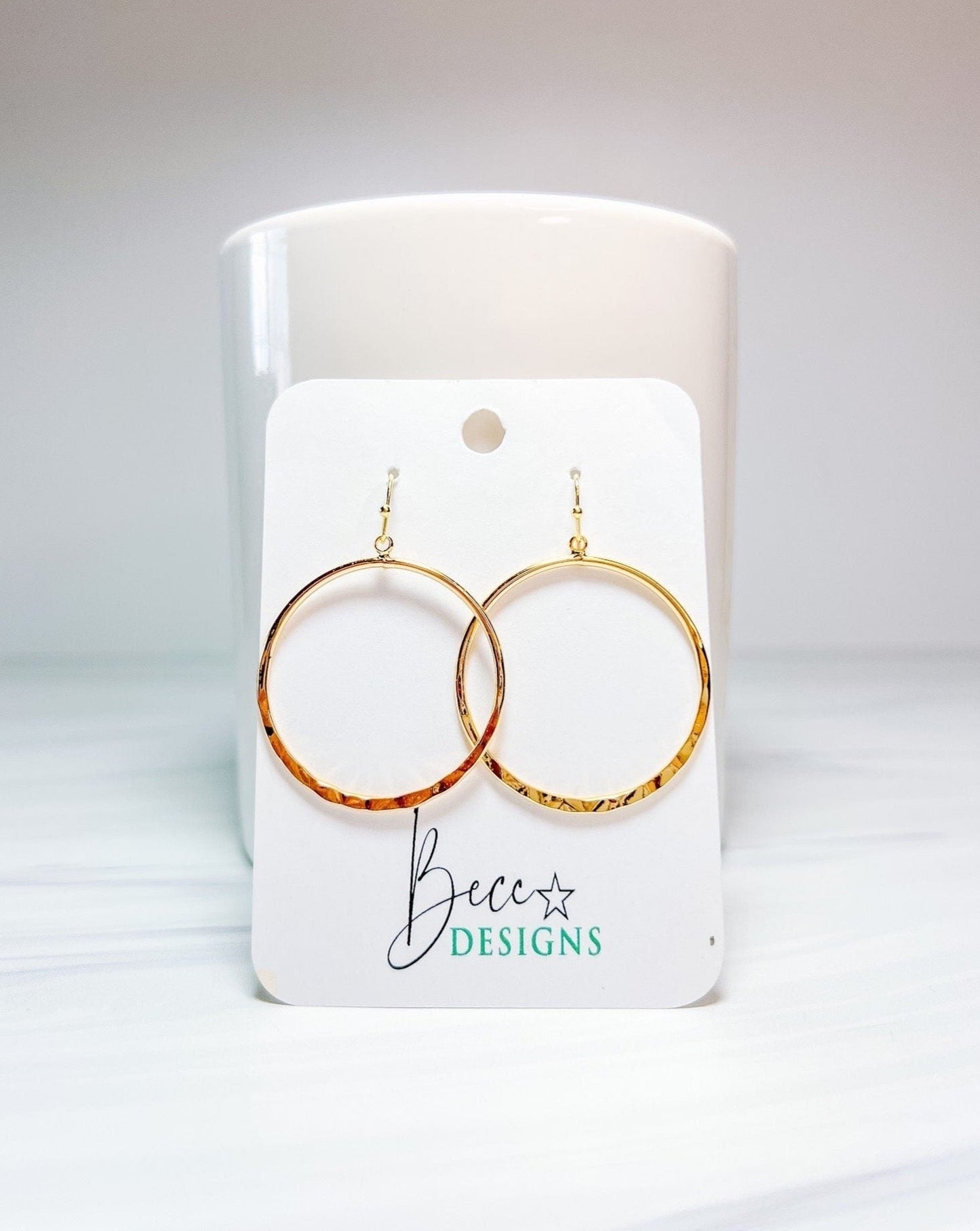 Gold Hammered Hoop Earrings