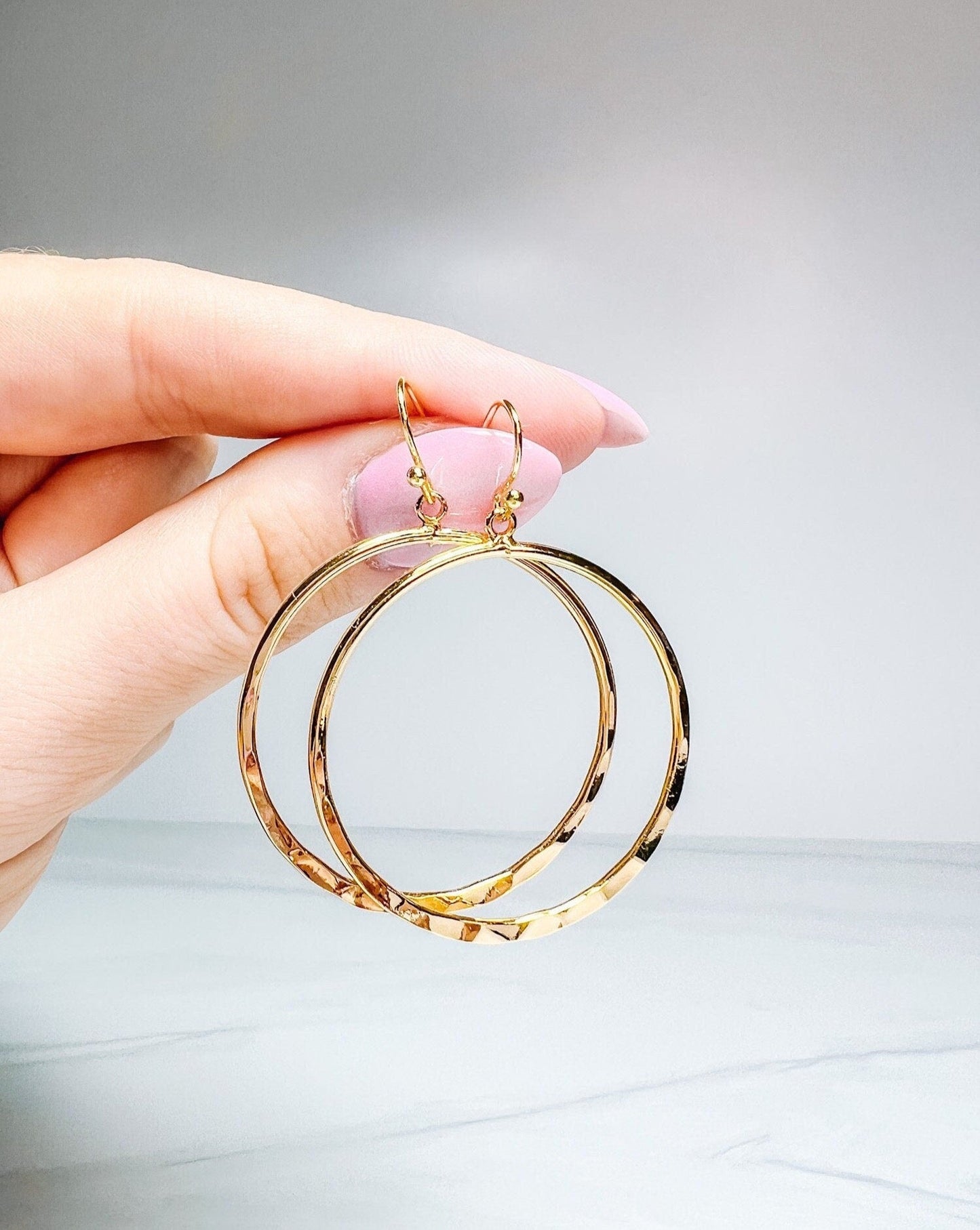 Gold Hammered Hoop Earrings