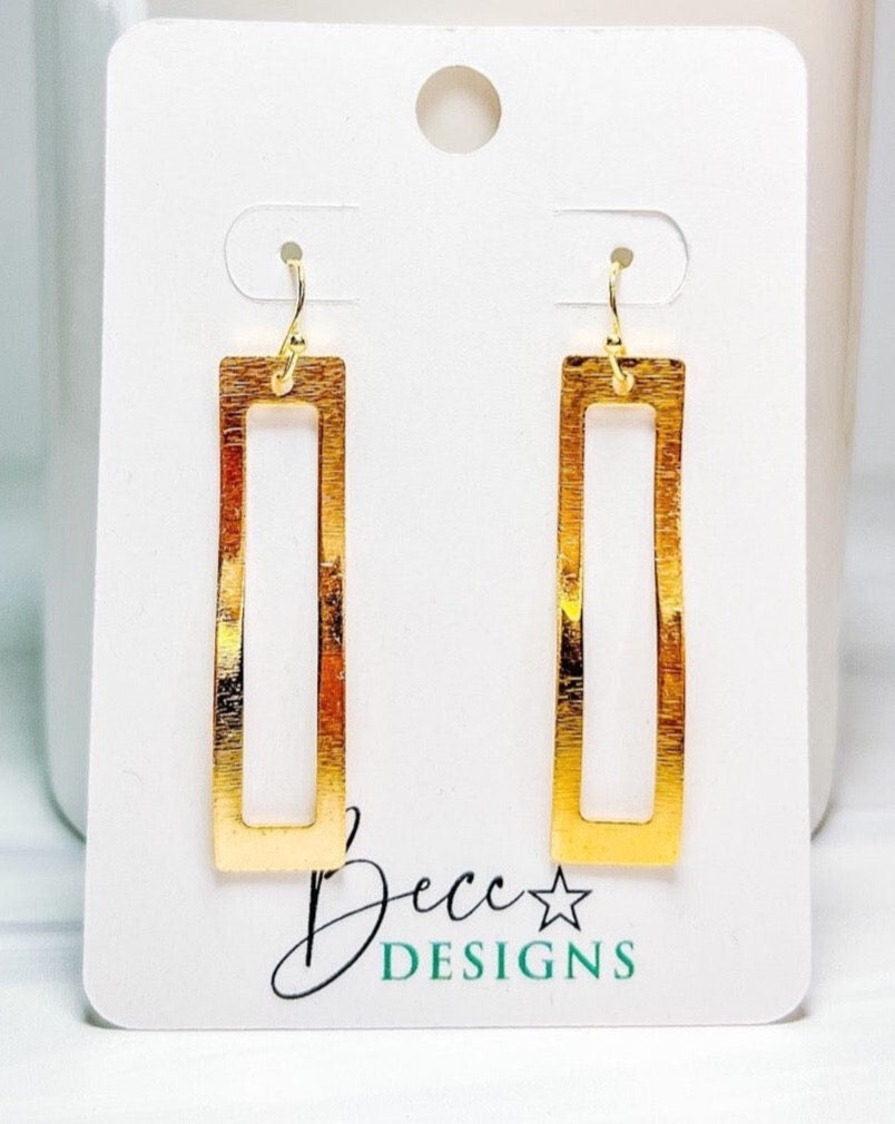 Curved Gold Rectangle Earrings