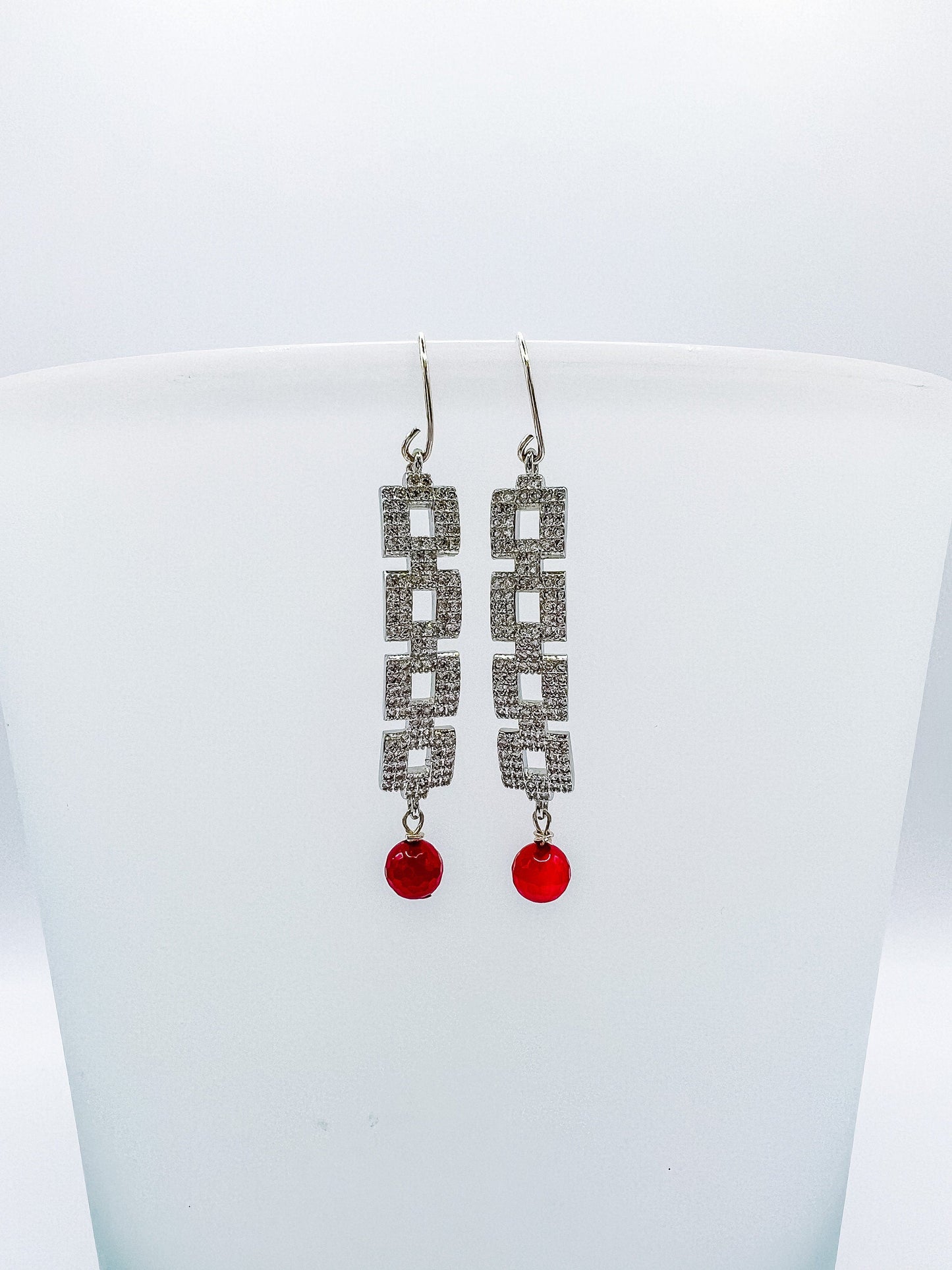 Box Rhinestone Dangle Earrings