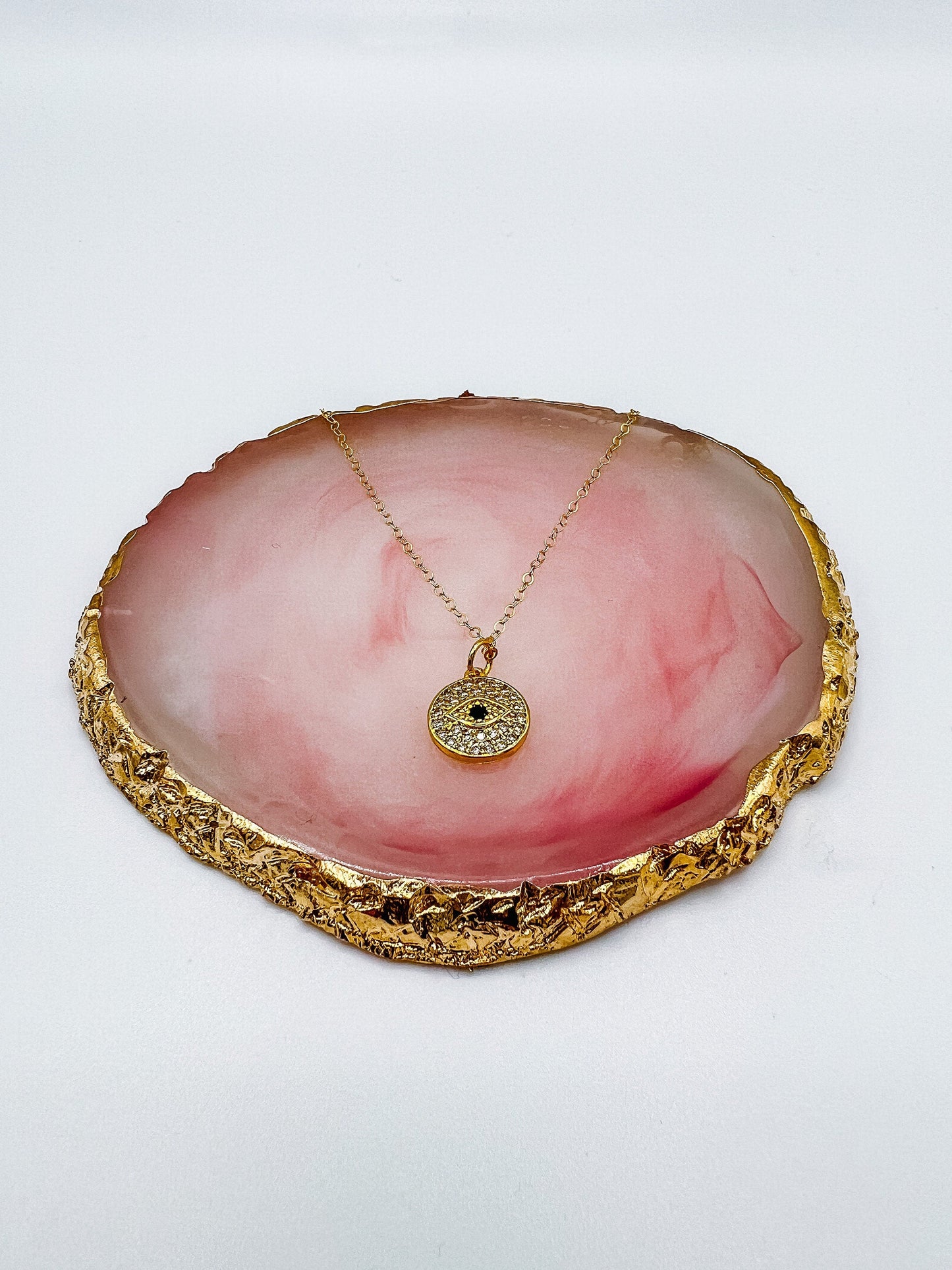 Small Sparkle Gold Evil Eye Pendant Necklace