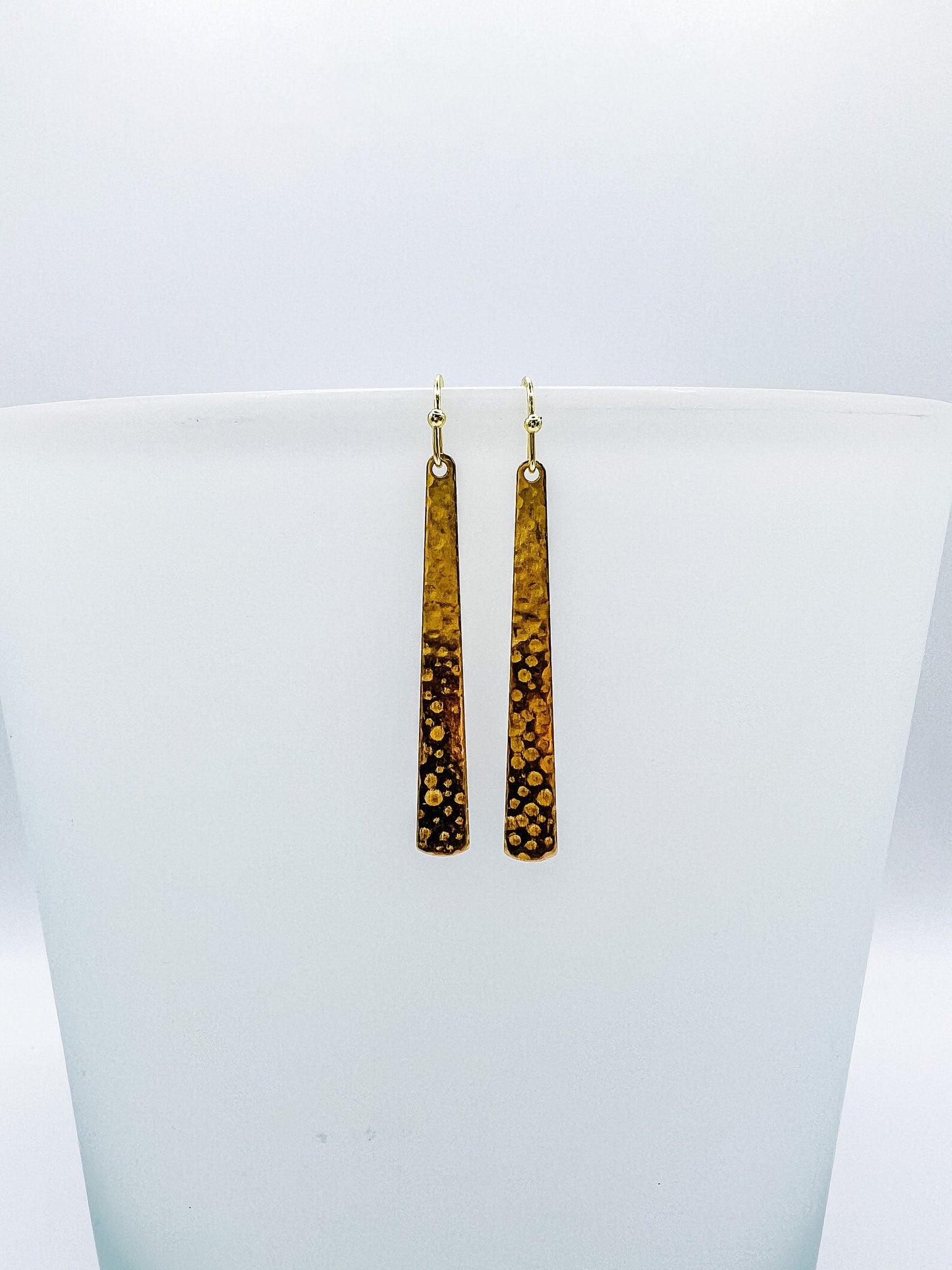 Gold Hammered Bar Earrings