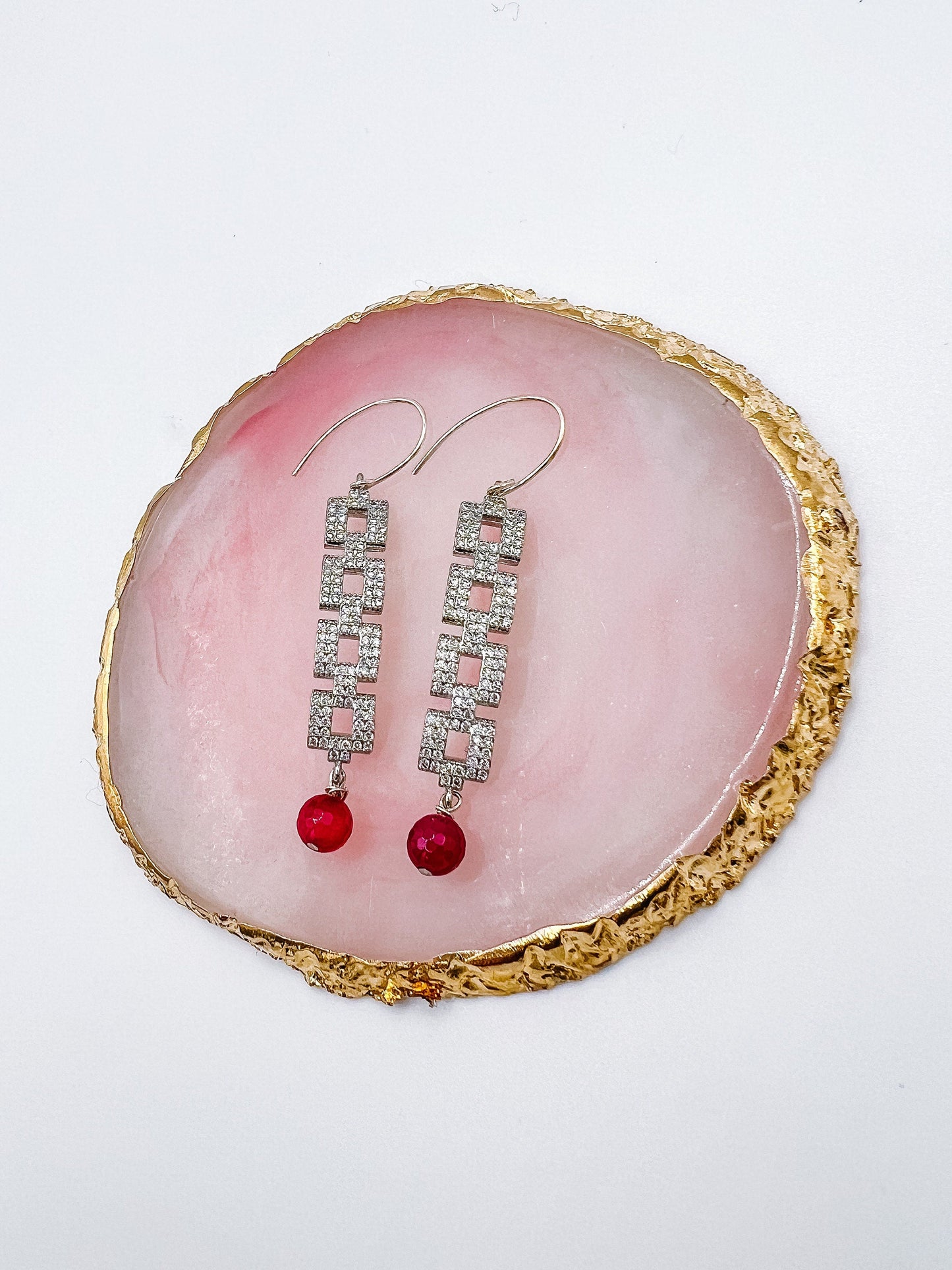 Box Rhinestone Dangle Earrings