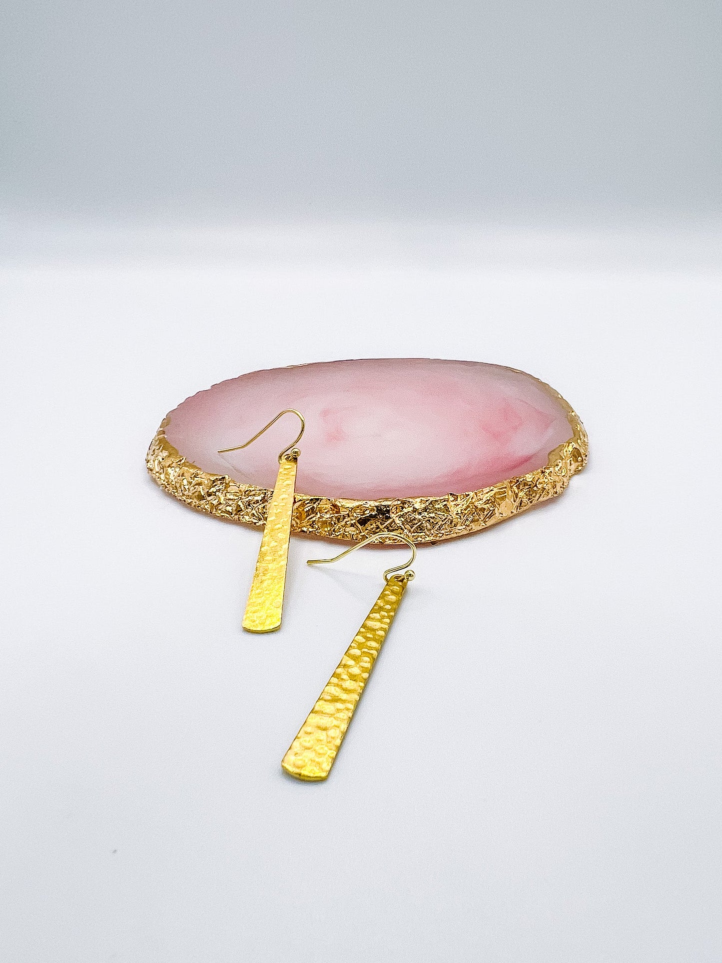 Gold Hammered Bar Earrings