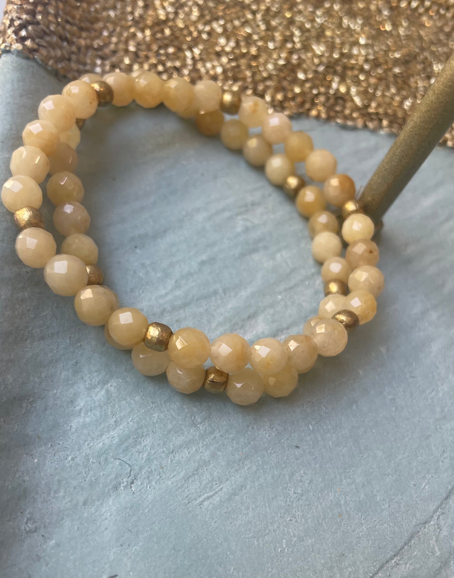 Citrine and Brass Beaded Bracelet