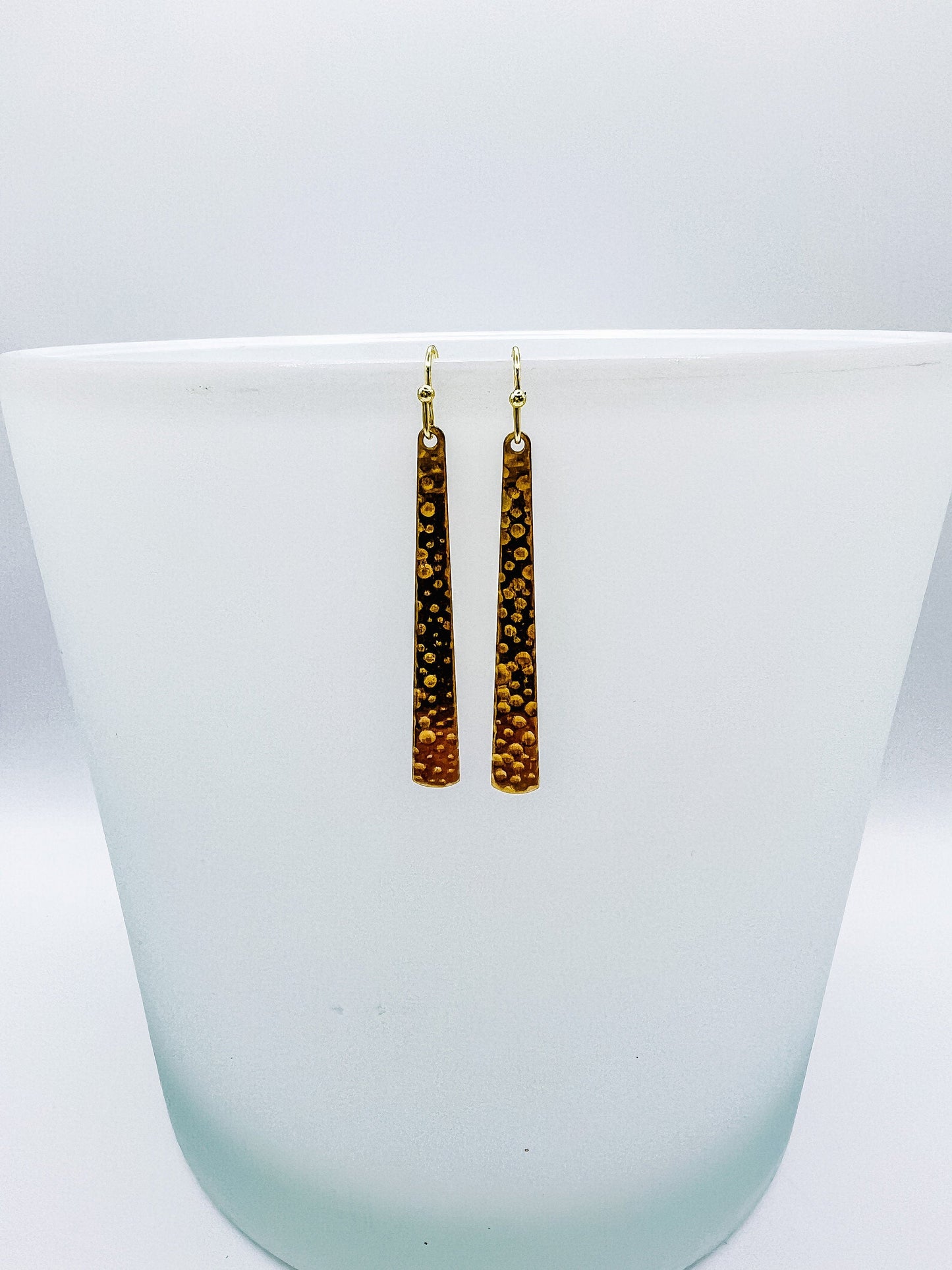 Gold Hammered Bar Earrings