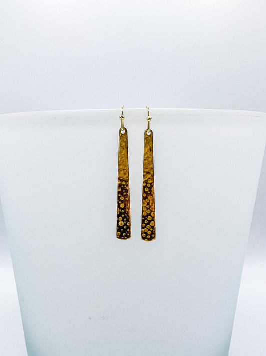 Gold Hammered Bar Earrings